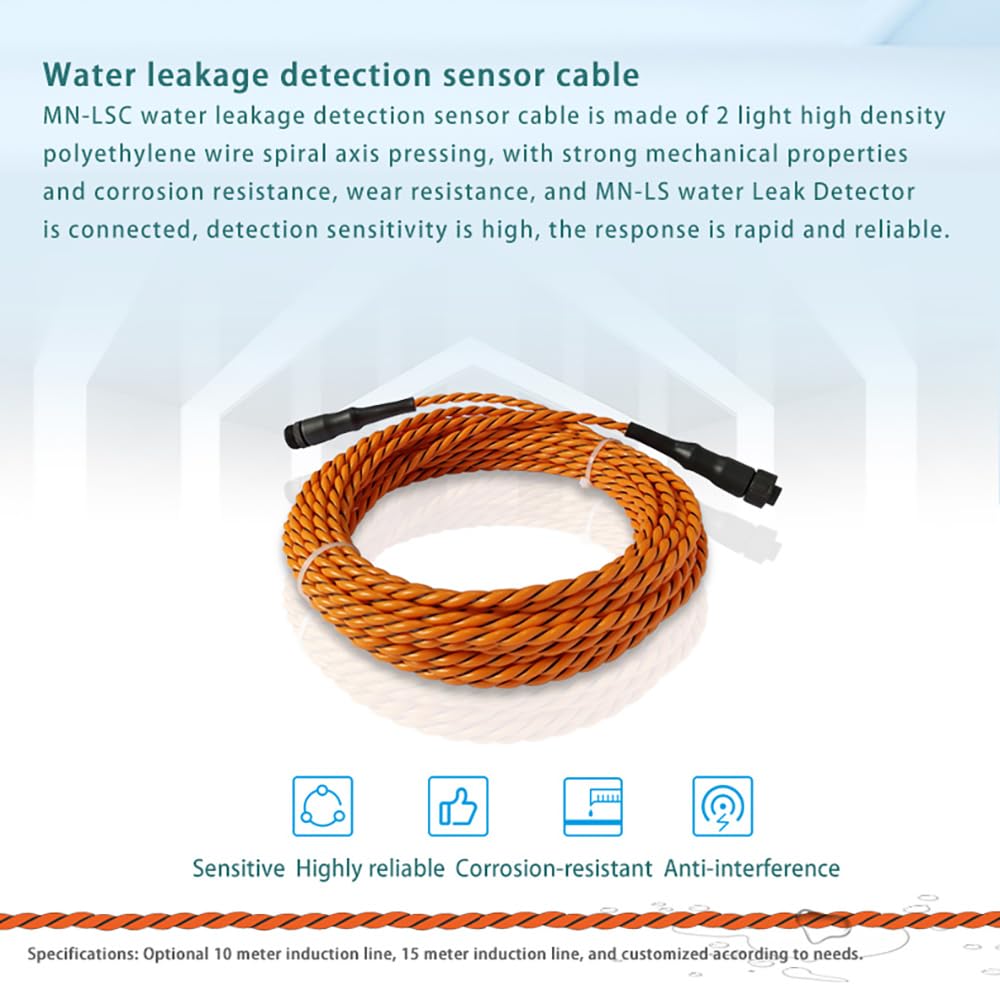 Zone Water Leak Detector with 5m Sensor Cable - Smart Home Water Alarm for Basement, Bathroom & Kitchen - Early Flood Detection System for Pipe Leaks & Appliance Overflow Protection