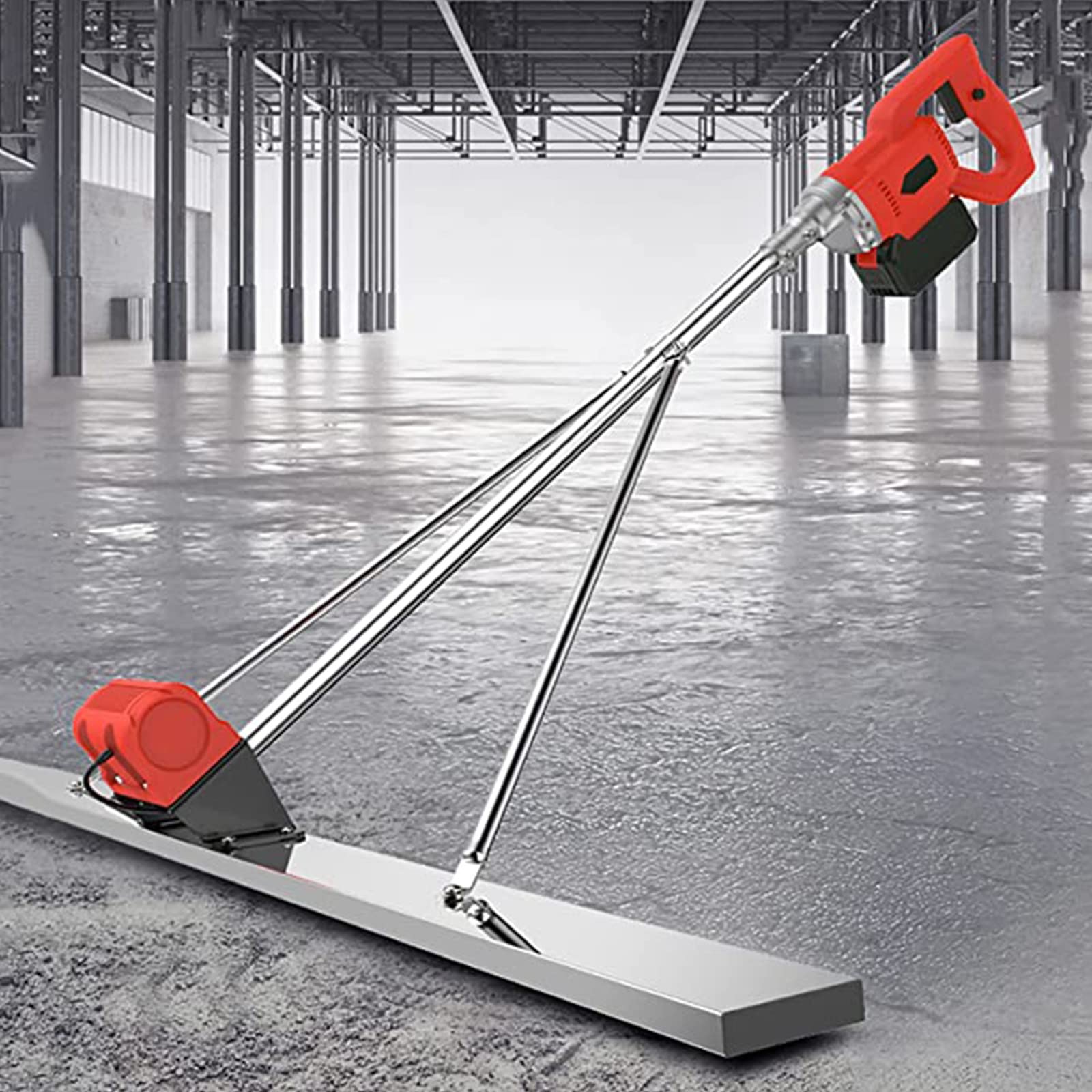 **6000 RPM Cordless Concrete Power Screed Tool with 5ft Stainless Steel Board & Wireless Vibration Motor - Perfect for Driveway Leveling, Floor Finishing, and Cement Surface Smoothing**