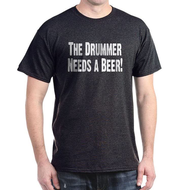 Drummer Needs A Beer Black Graphic T-Shirt - Funny Music Lover Tee for Concerts, Gifts & Casual Wear