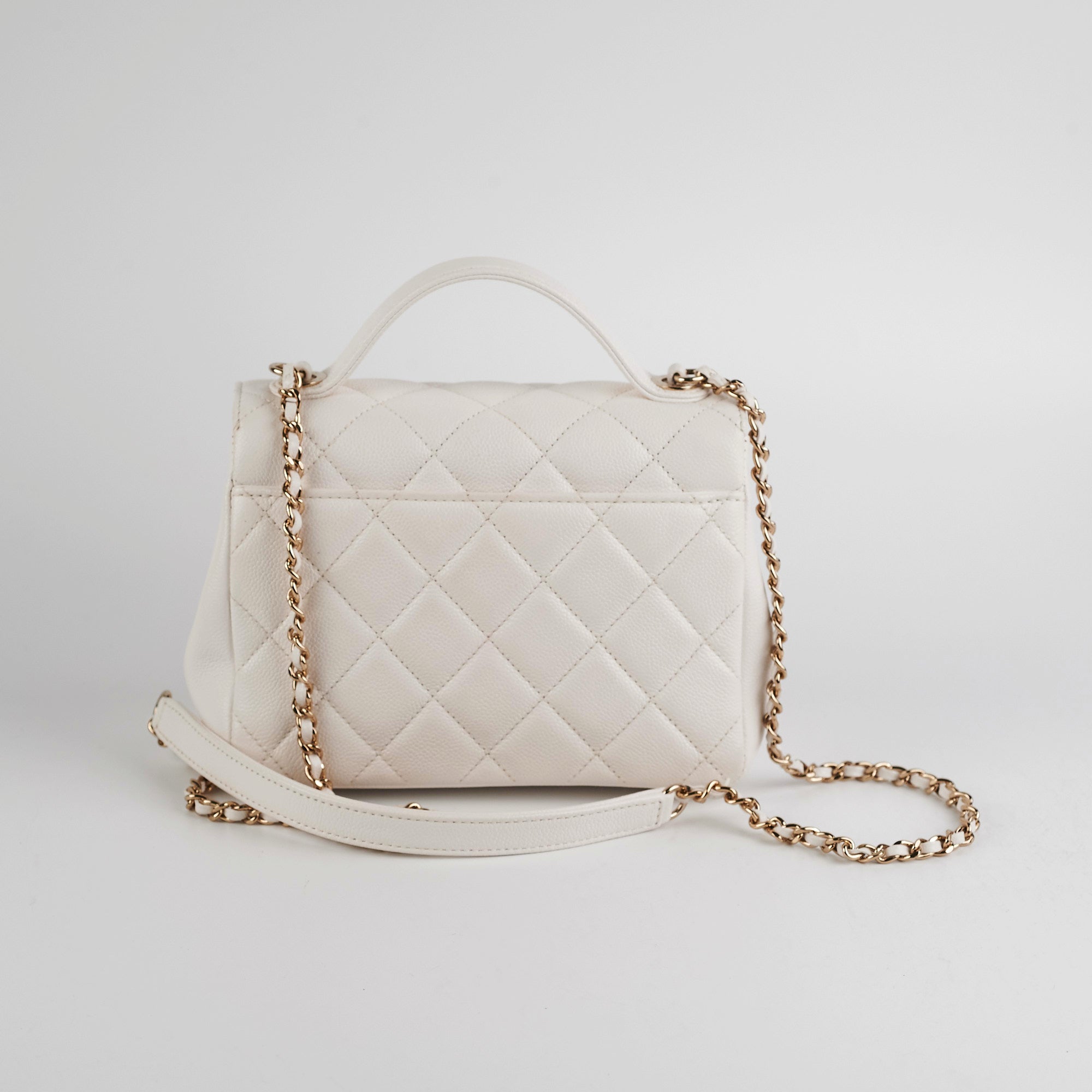 Chanel Business Affinity Small Crossbody Bag in White Caviar Leather - Elegant Luxury Handbag for Women, Perfect for Work, Office & Evening Events