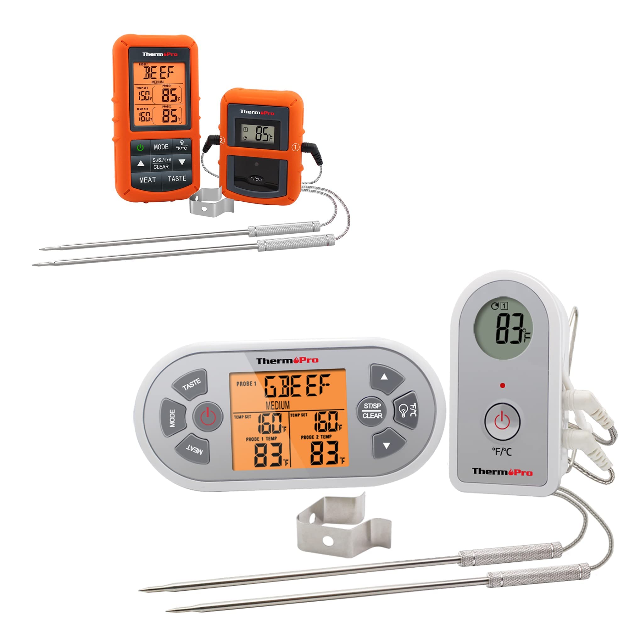 ThermoPro TP20 & TP22S Wireless Digital Meat Thermometers for Grilling, Smoking, BBQ, and Cooking - Remote Monitoring for Perfect Steak, Chicken, Turkey, and More
