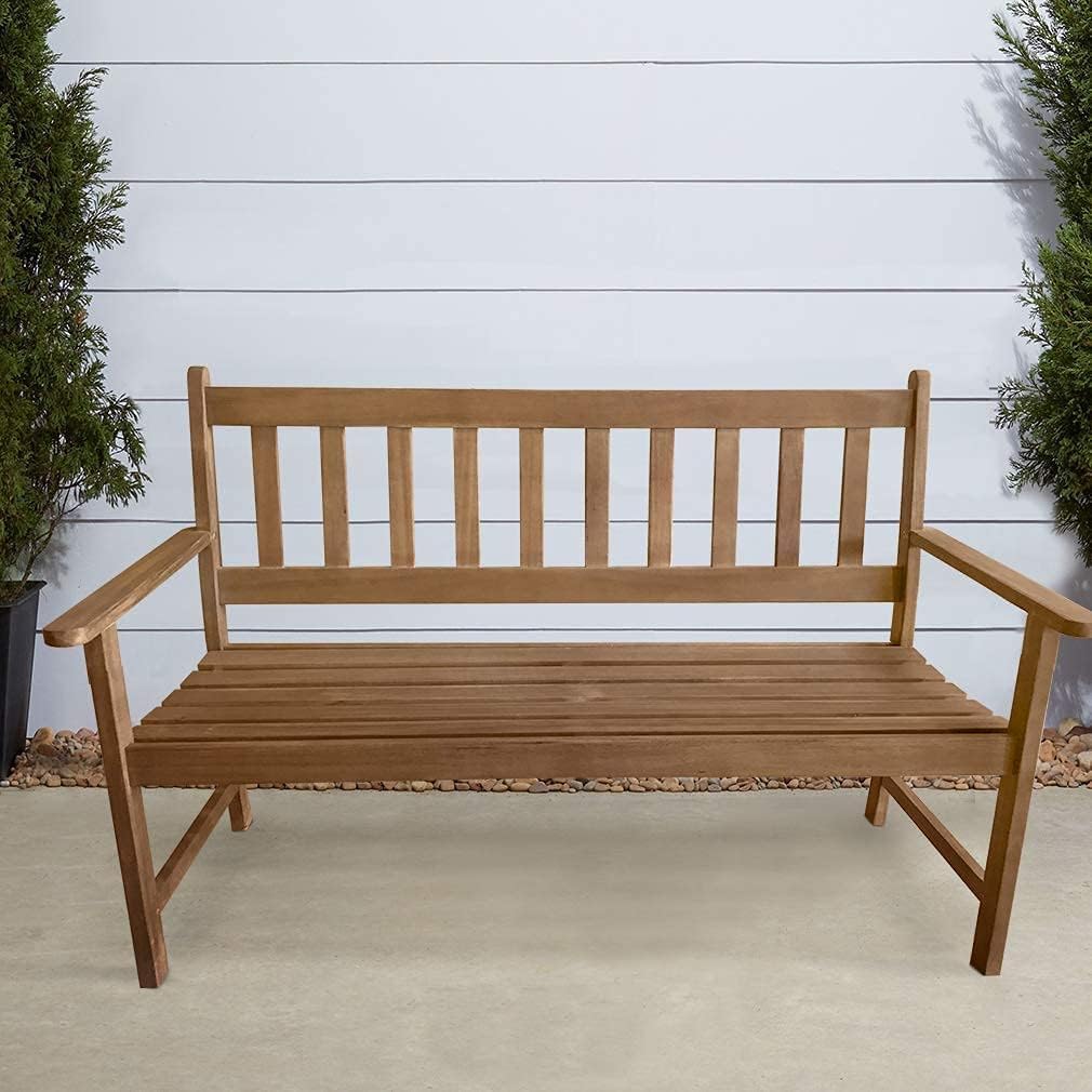 FDW Acacia Wood Outdoor Patio Bench - Natural Oiled Garden Park Bench for Poolside, Beach, Backyard, Balcony, Porch & Deck | Durable Wooden Furniture for Relaxing in Your Outdoor Living Space