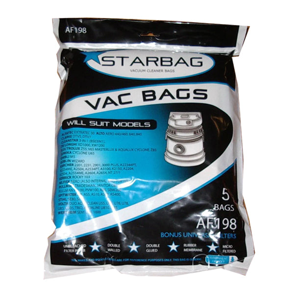 StarBag AF198 Vacuum Cleaner Bags - 10 Pack HEPA Filter Replacement Bags for Hoover, Eureka, Kenmore - Perfect for Pet Hair, Allergies & Deep Cleaning