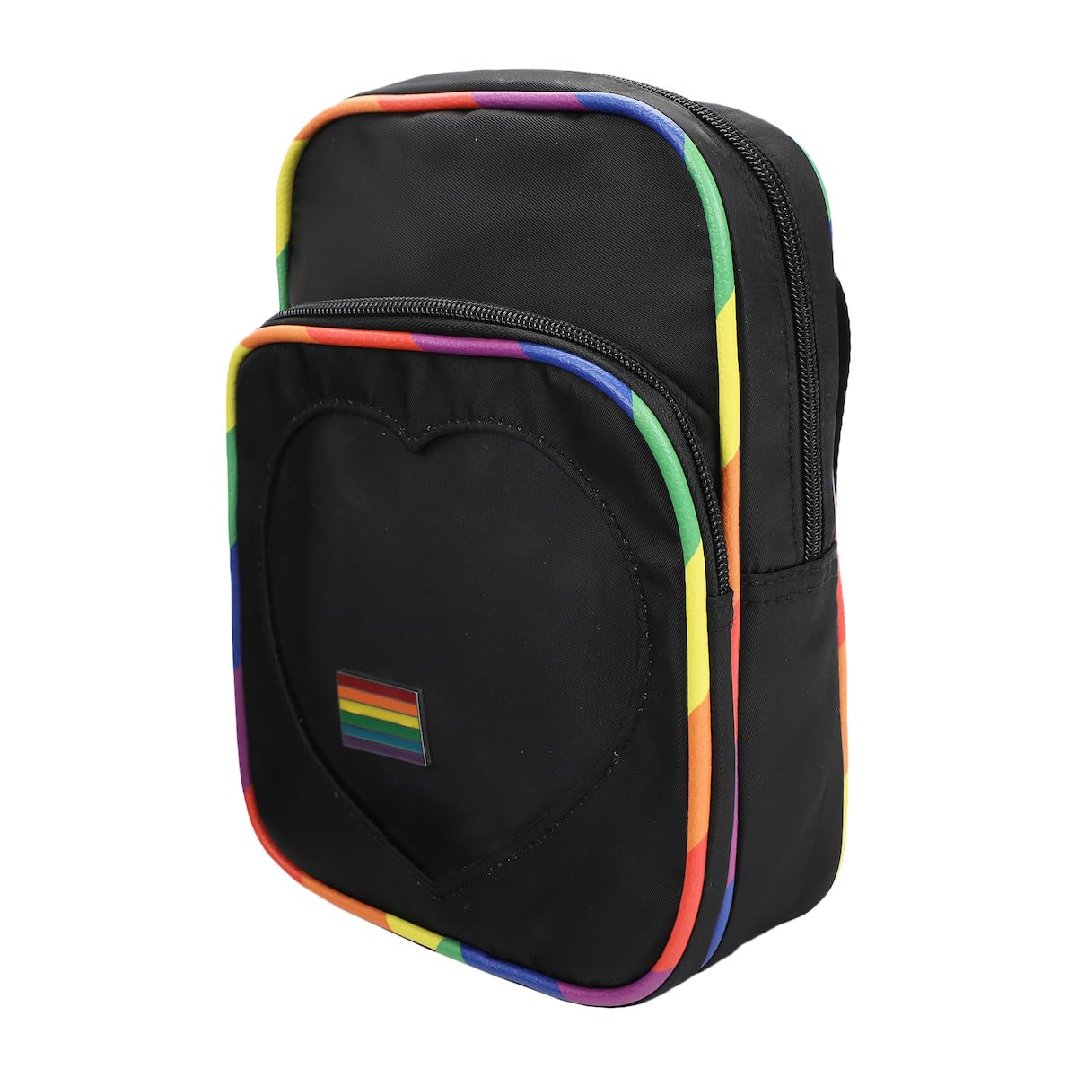 Love is Love Black Mini Messenger Crossbody Bag with Pride Pin - LGBTQ+ Pride Accessories for Everyday Use, Travel & Events