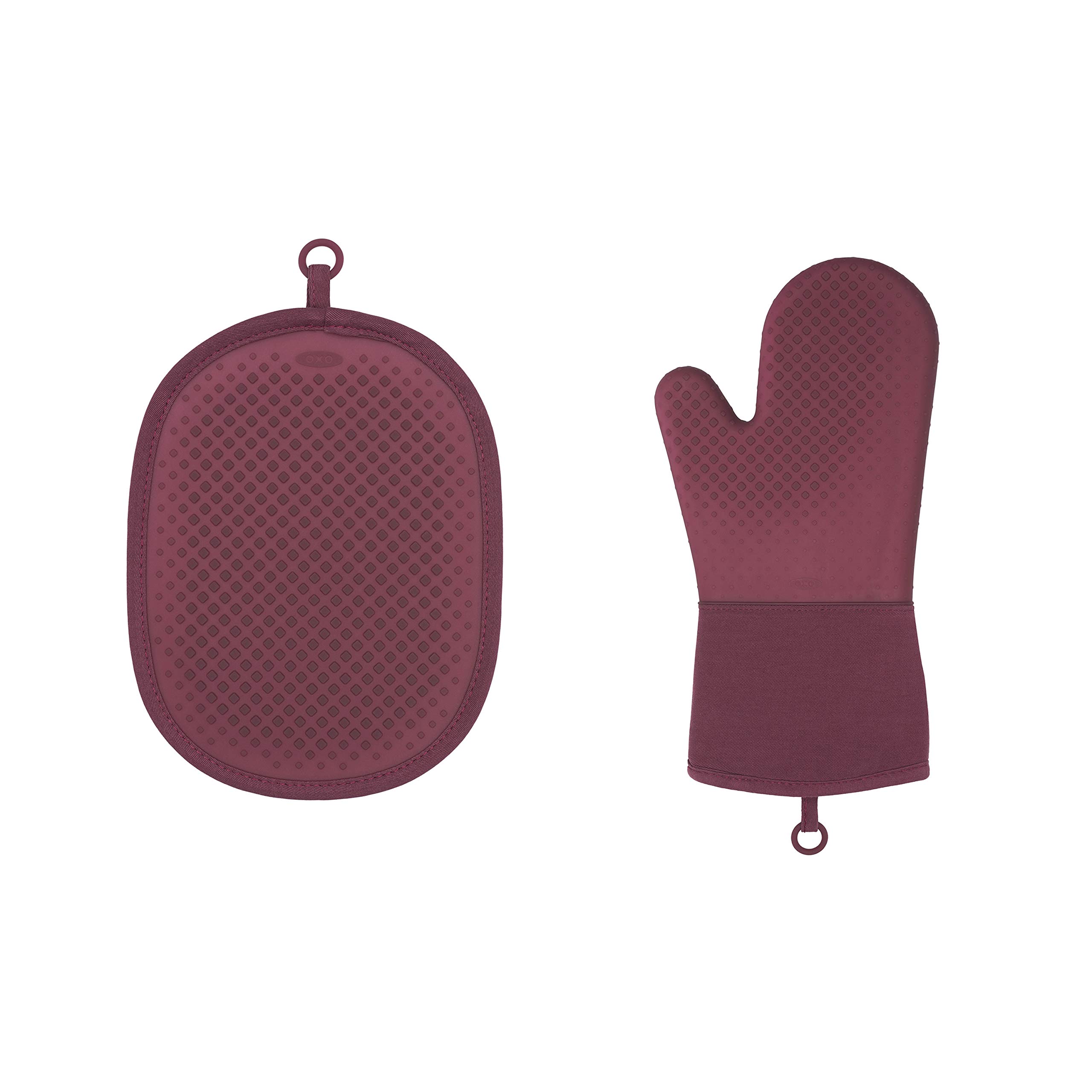 OXO Good Grips Heat Resistant Silicone Oven Mitt & Pot Holder Set (2-Piece) - Non-Slip Kitchen Gloves for Baking, Grilling & Cooking - Perfect for Hot Pans, Baking Sheets & Dutch Ovens