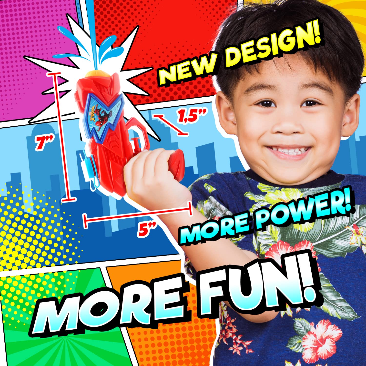 Marvel Spider-Man Water Blaster Toy Set - 24 Pack Red & Blue Superhero Water Guns for Kids & Adults - Fun Outdoor Pool Party, Beach, Summer Water Play Toys