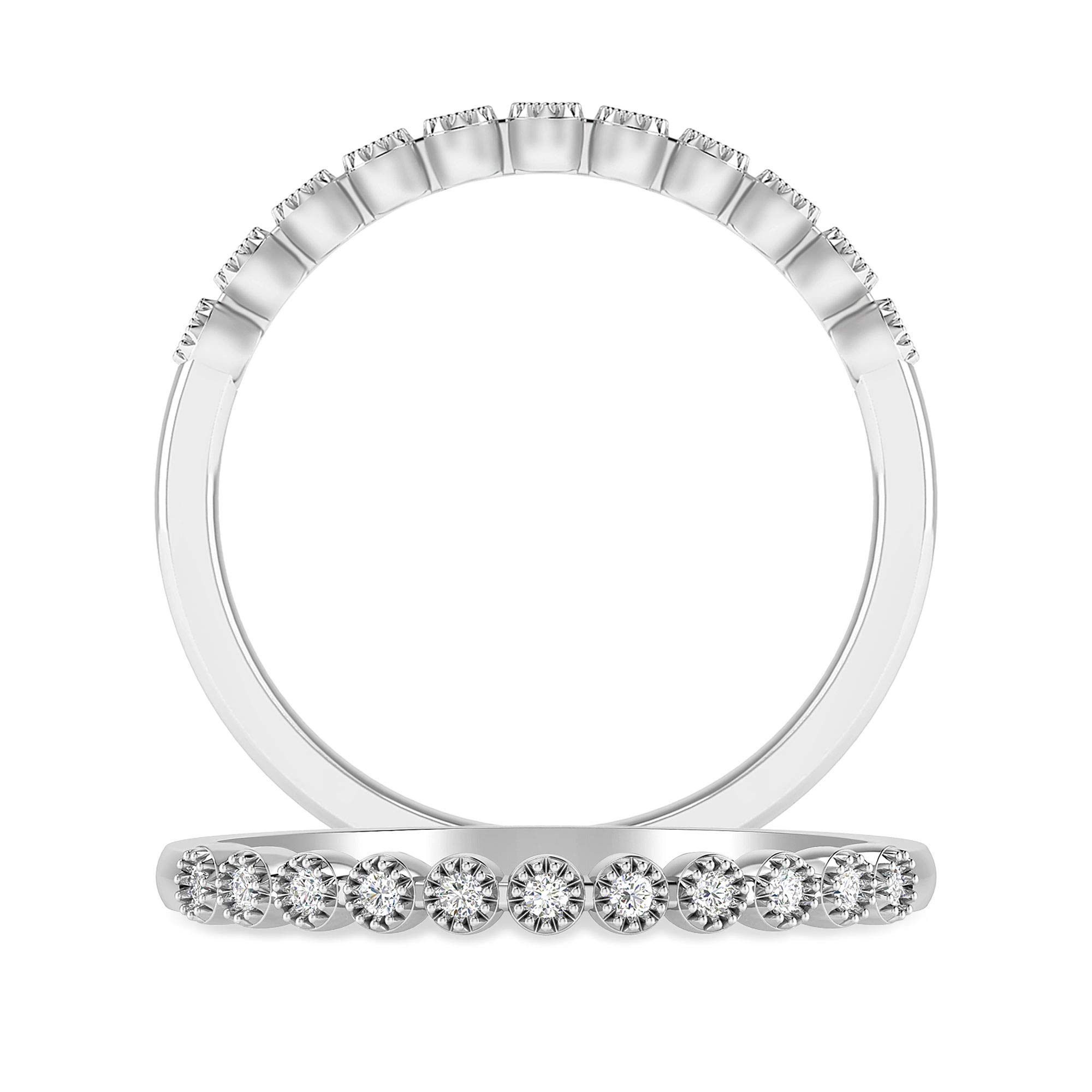Inspereza 1/10 Carat 14K Gold Diamond Petite Wedding Anniversary Stackable Band Ring (H-I Color, I2-I3 Clarity) - Perfect for Bridal Sets, Anniversary Gifts & Everyday Elegance