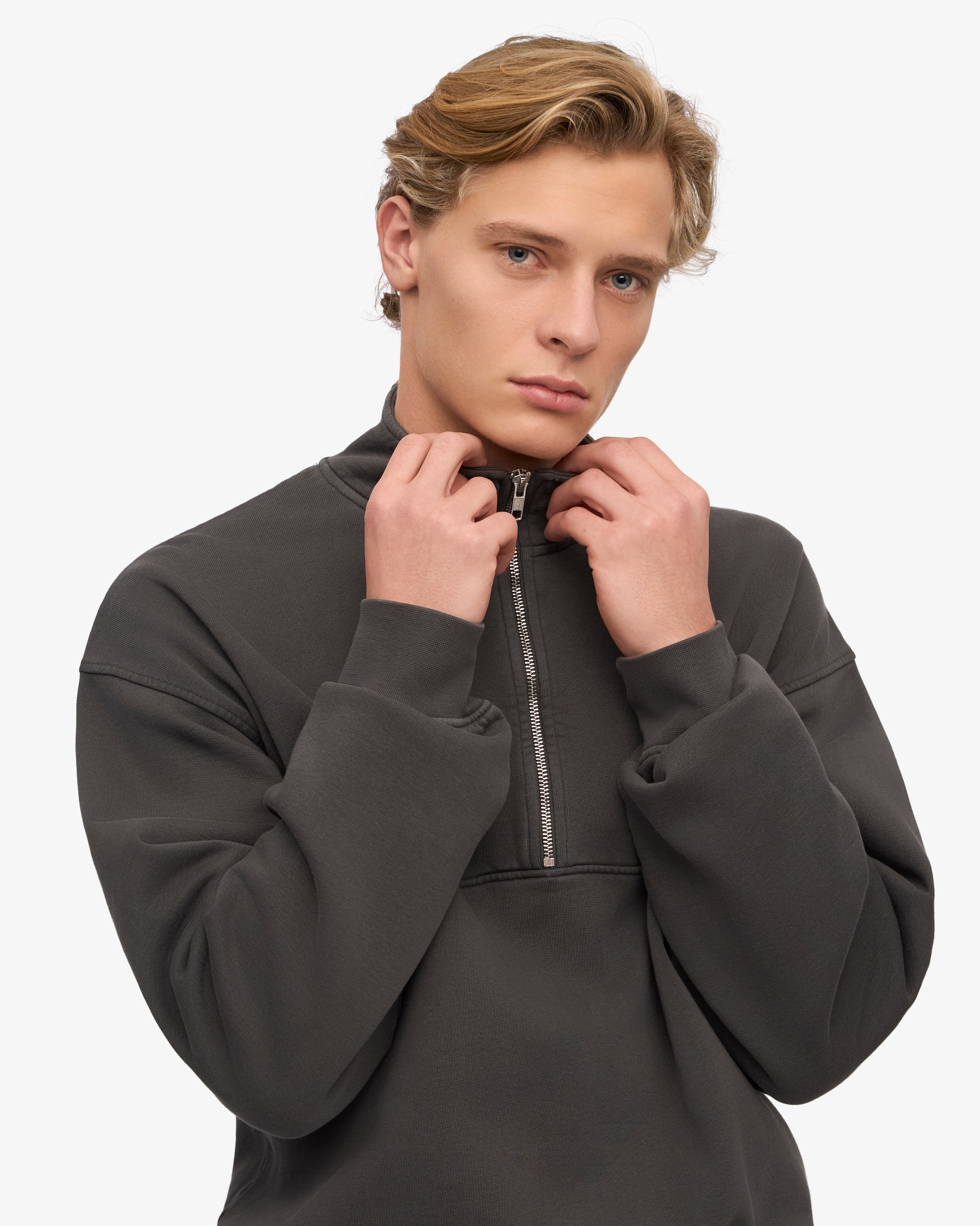 Organic Cotton Quarter Zip Sweatshirt for Men & Women | Lava Grey | Eco-Friendly & Comfortable | Perfect for Casual Wear, Outdoor Activities & Layering