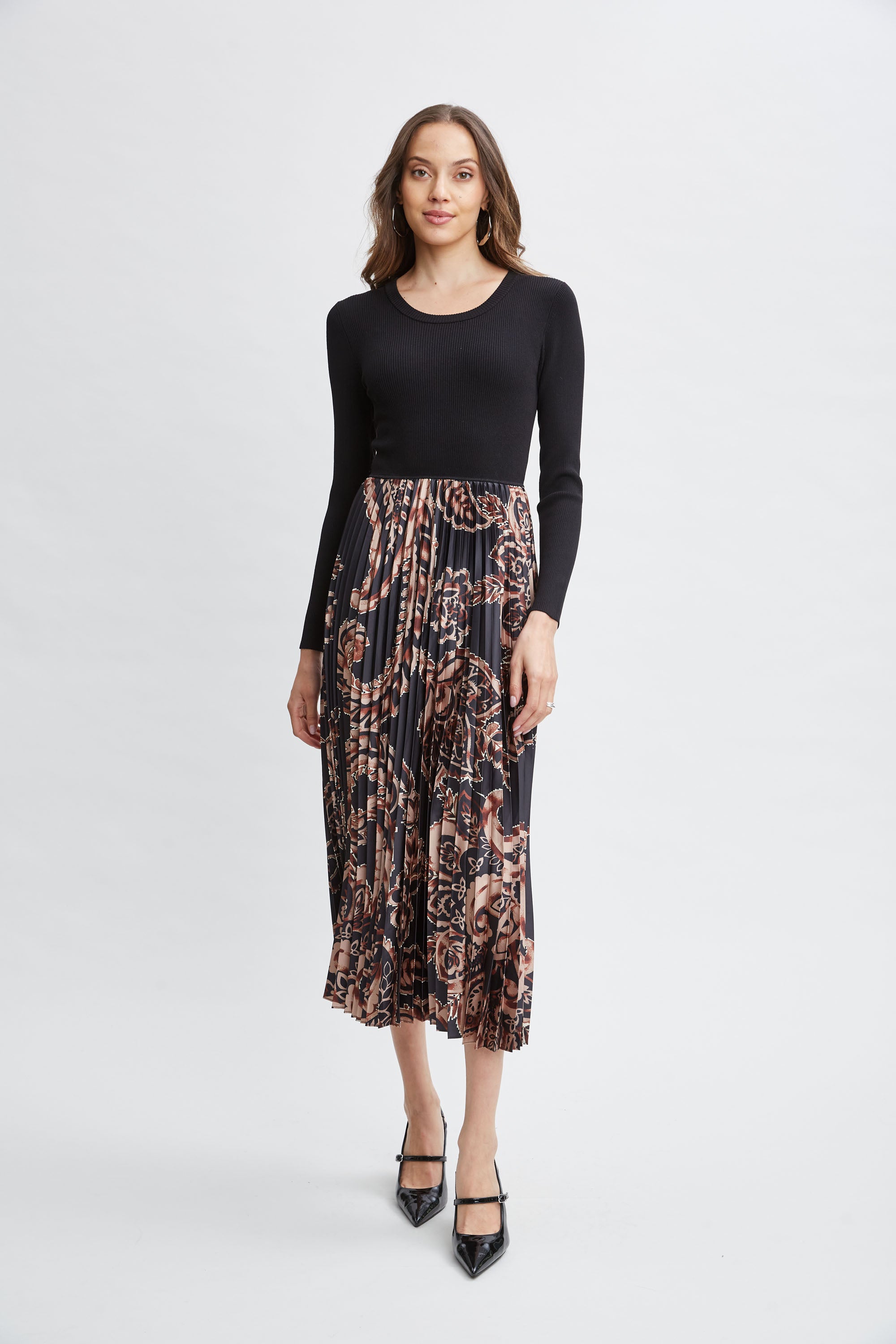 Elegant Paisley Print Pleated Midi Dress for Women - Flowy Summer Dress for Casual Wear, Office, and Special Occasions