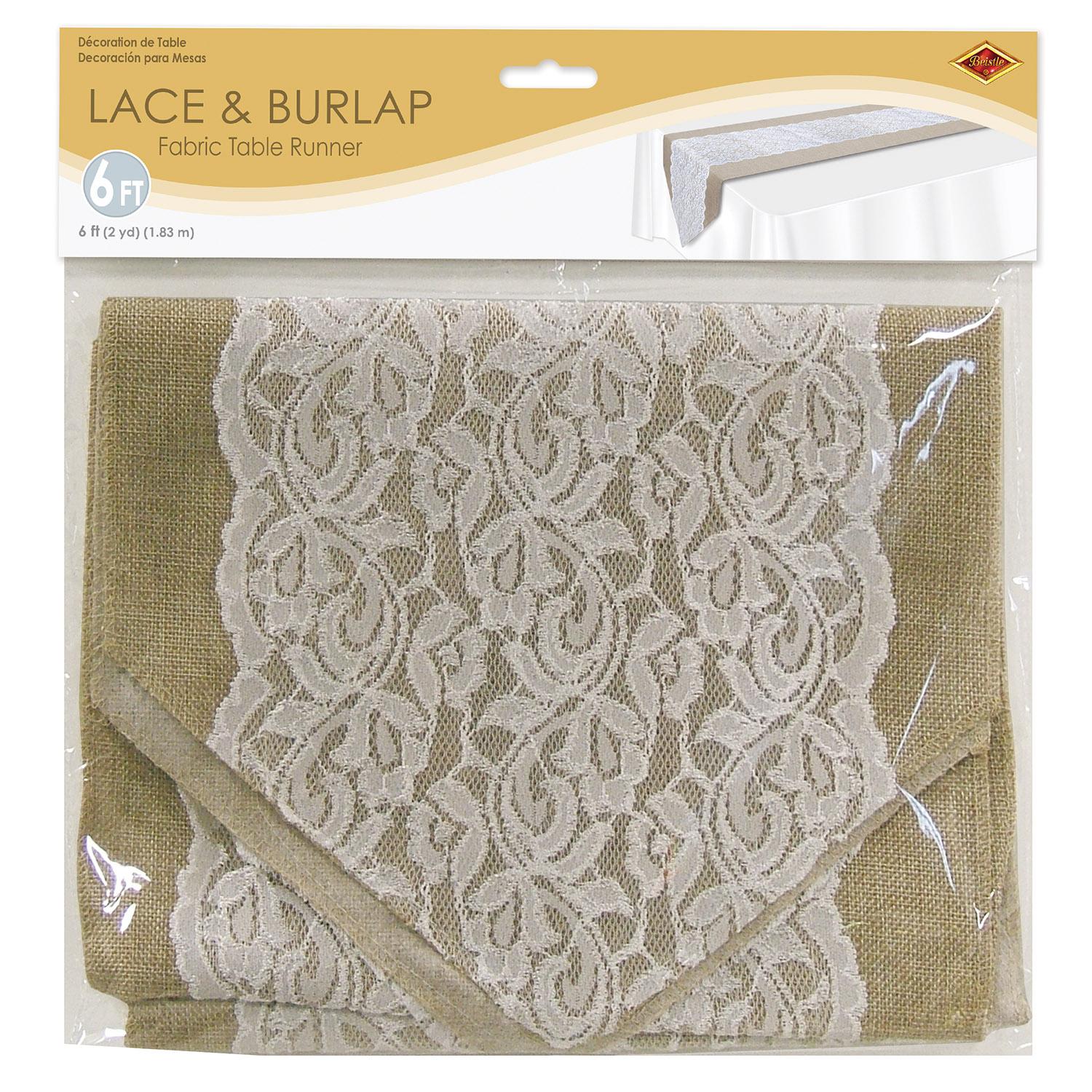12 Pack Beistle Lace Burlap Table Runners - 72 Inch Rustic Wedding Decor, Farmhouse Party Table Cover for Thanksgiving, Christmas, and Special Events