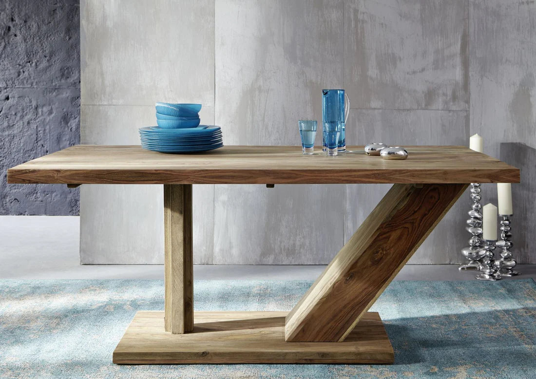 Gfine Solid Sheesham Wood 6-Seater Dining Table 157x88x76cm - Perfect for Family Gatherings & Dinner Parties