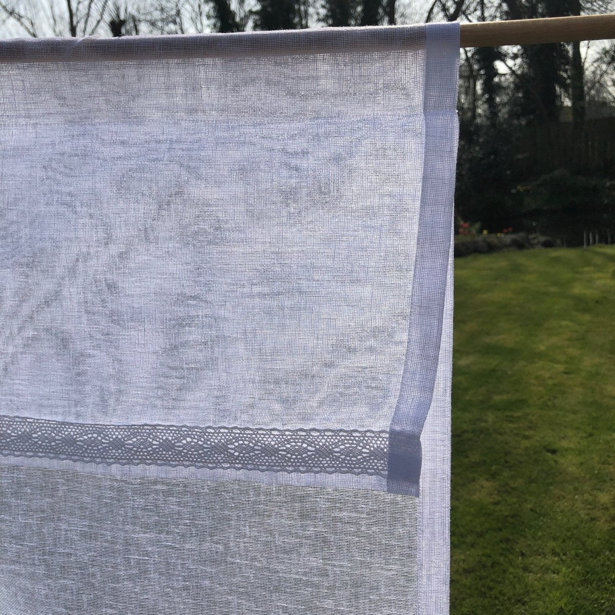 Tatton Monogram Linen Window Curtains - French Brise Bise Style for Living Room & Bedroom - Elegant Sheer Drapes for Natural Light & Privacy