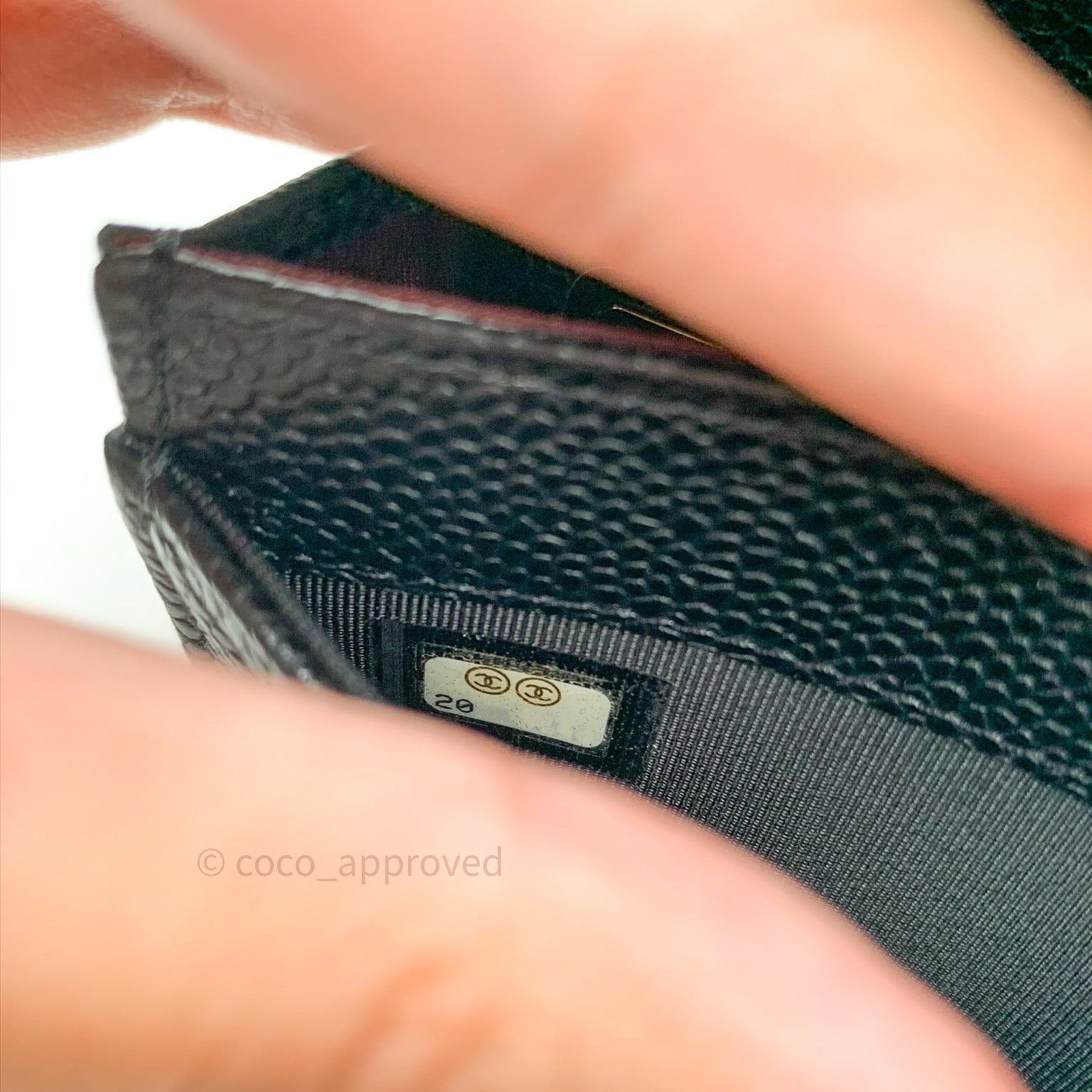 Chanel Black Caviar Leather Card Holder with Gold Snap Button - Compact Wallet for Credit Cards & ID - Perfect for Everyday Use, Travel, and Gifting