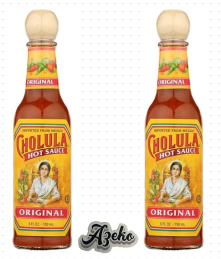 Cholulas Original Mexican Hot Sauce - 5 Ounce (2 Pack) - Authentic Flavor for Tacos, Burritos & Eggs - Packed by Azeko - Perfect for Cooking, Grilling & Spicing Up Meals