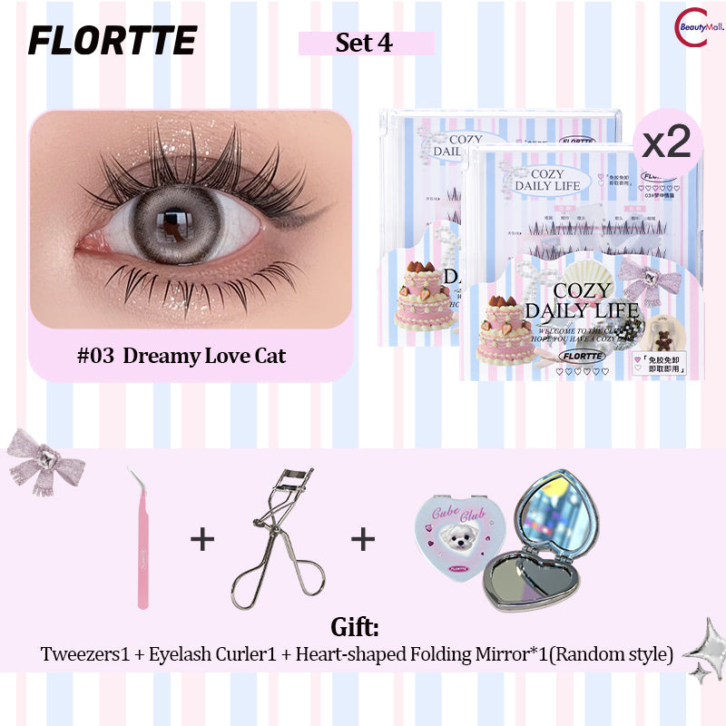 FLORTTE Debutante Diary Series Glue-Free False Eyelashes Natural Look 3D Volume Lashes for Daily Wear & Special Occasions