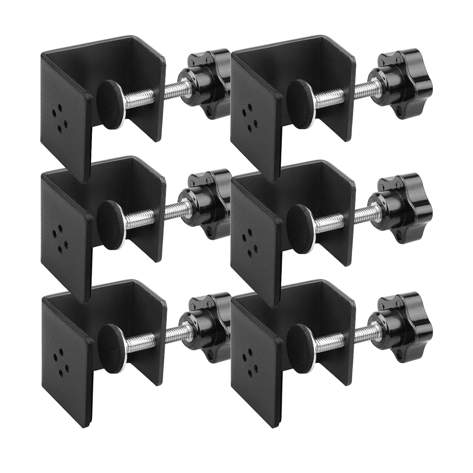6 Pack Heavy Duty C Clamp & Desk Clamp - Wide Jaw Metal Woodworking Clamps, Adjustable Shelf Clamps for Desk Extension, Panel Work & DIY Projects | Sturdy Multi-Purpose Clamping Tool for Home Workshop, Furniture Making and Crafting