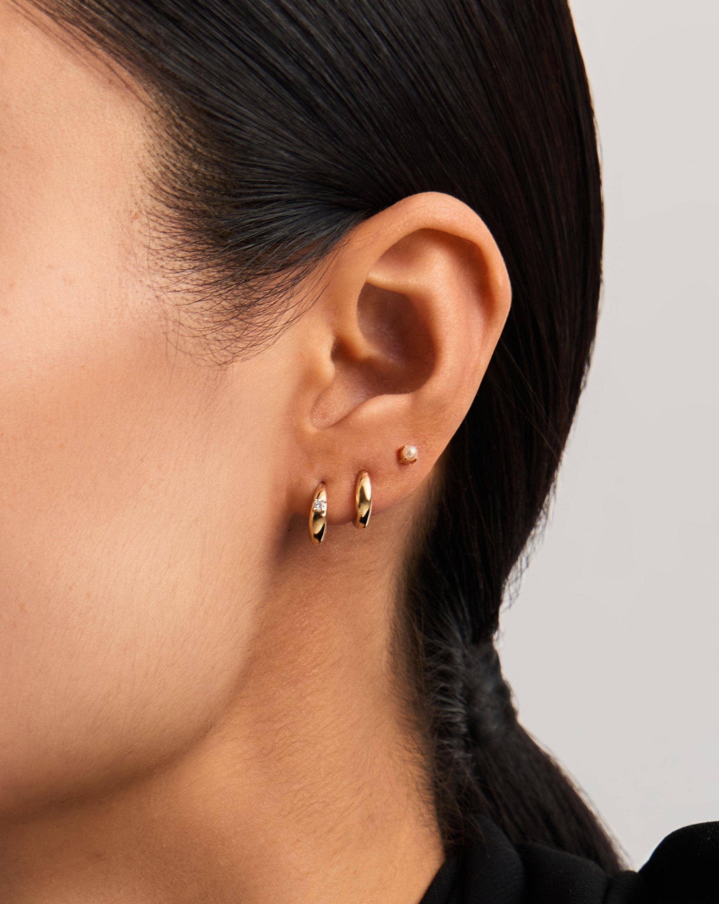 14K Solid Gold Huggie Hoop Earrings for Women - Minimalist Dome Huggies for Everyday Wear - Perfect for Work, Date Night & Gifting