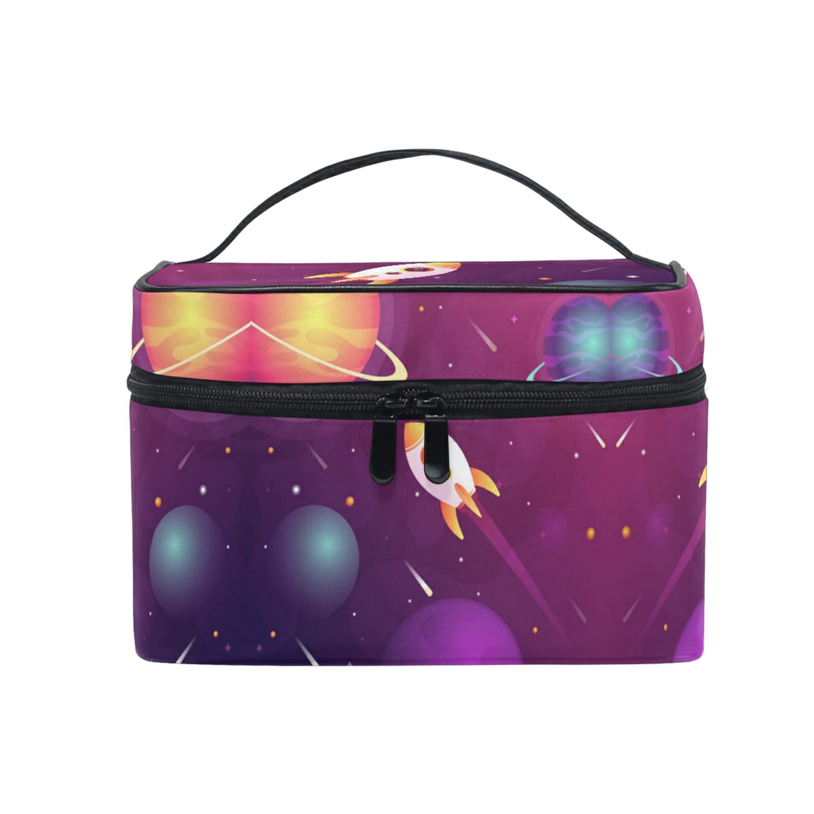 Rocket Star Planet Cartoon Makeup Bag - Cute Cosmetic Organizer with Zipper for Women & Girls | Perfect for Travel, School, and Daily Makeup Storage