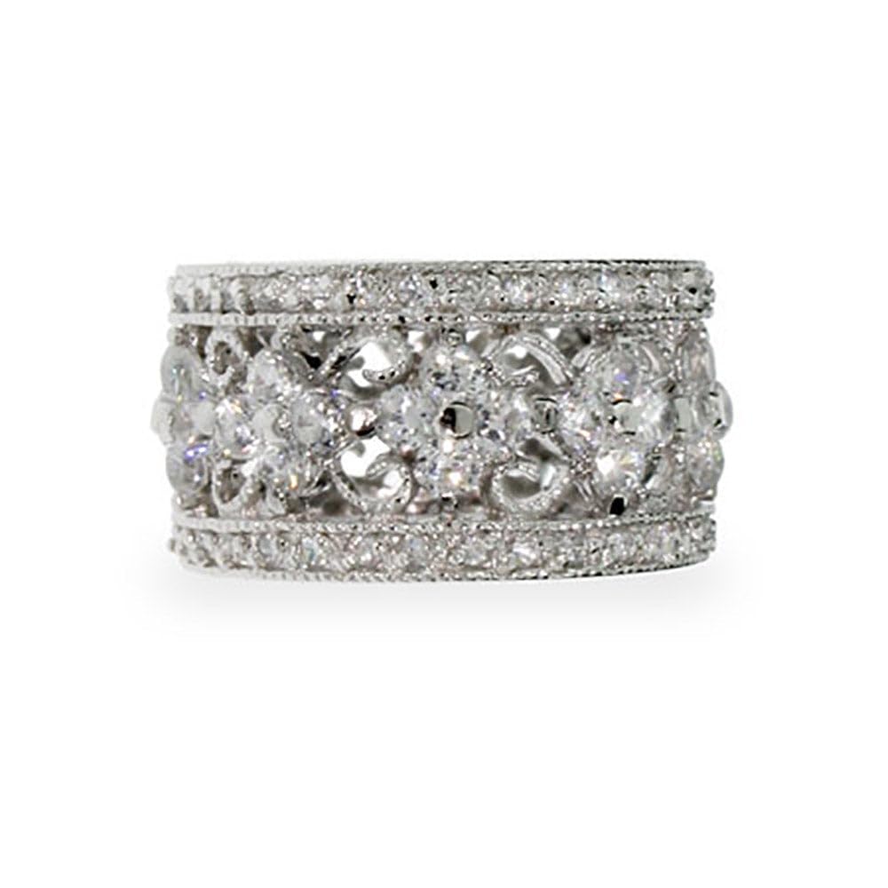 Elegant Vintage Style Flower CZ Sterling Silver Ring for Women - Mother's Day Gift, Birthday Present, Anniversary Jewelry - Perfect for Weddings, Parties & Special Occasions