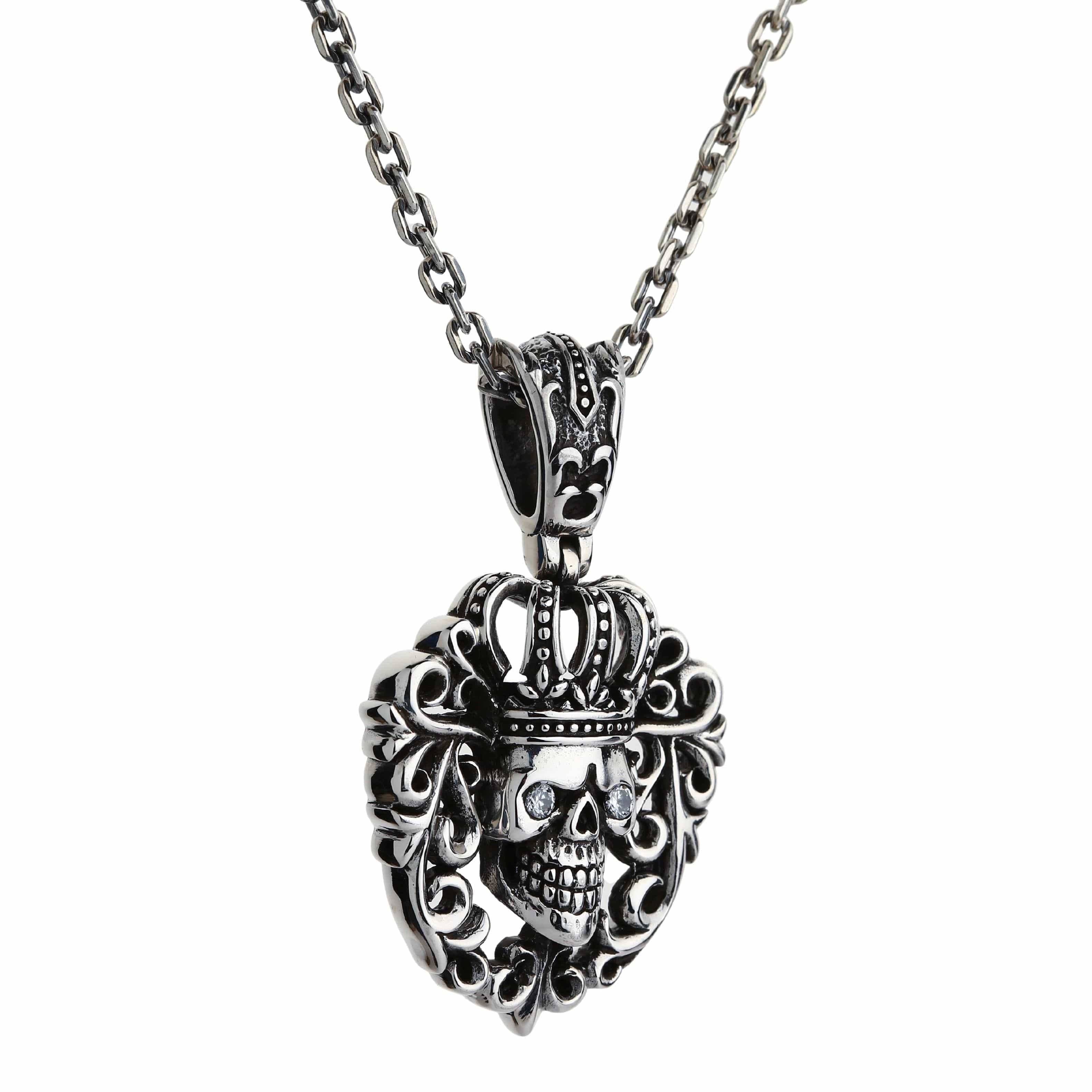 Diamond Queen Crown Skull Pendant Necklace - Gothic Jewelry for Women - Perfect for Halloween, Cosplay, and Gothic Fashion Accessories