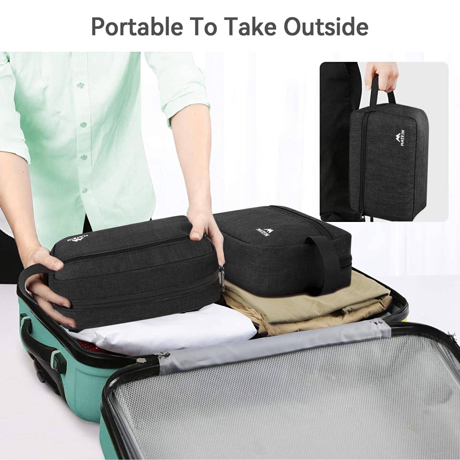 **Matein 2-Pack Waterproof Travel Toiletry Bag for Men – Durable Dopp Kit & Shaving Organizer – Compact Bathroom Essentials Pouch – Ideal for Camping, Gym & Business Trips – Perfect Gift for Travelers (Black)**