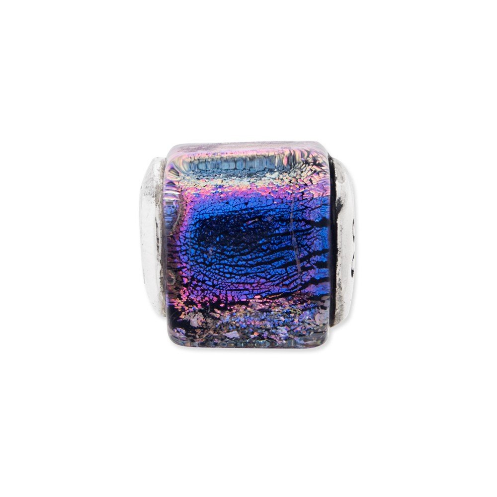 Premium Sterling Silver Purple Dichroic Glass Square Beads for Jewelry Making - Perfect for Necklaces, Bracelets & DIY Craft Projects