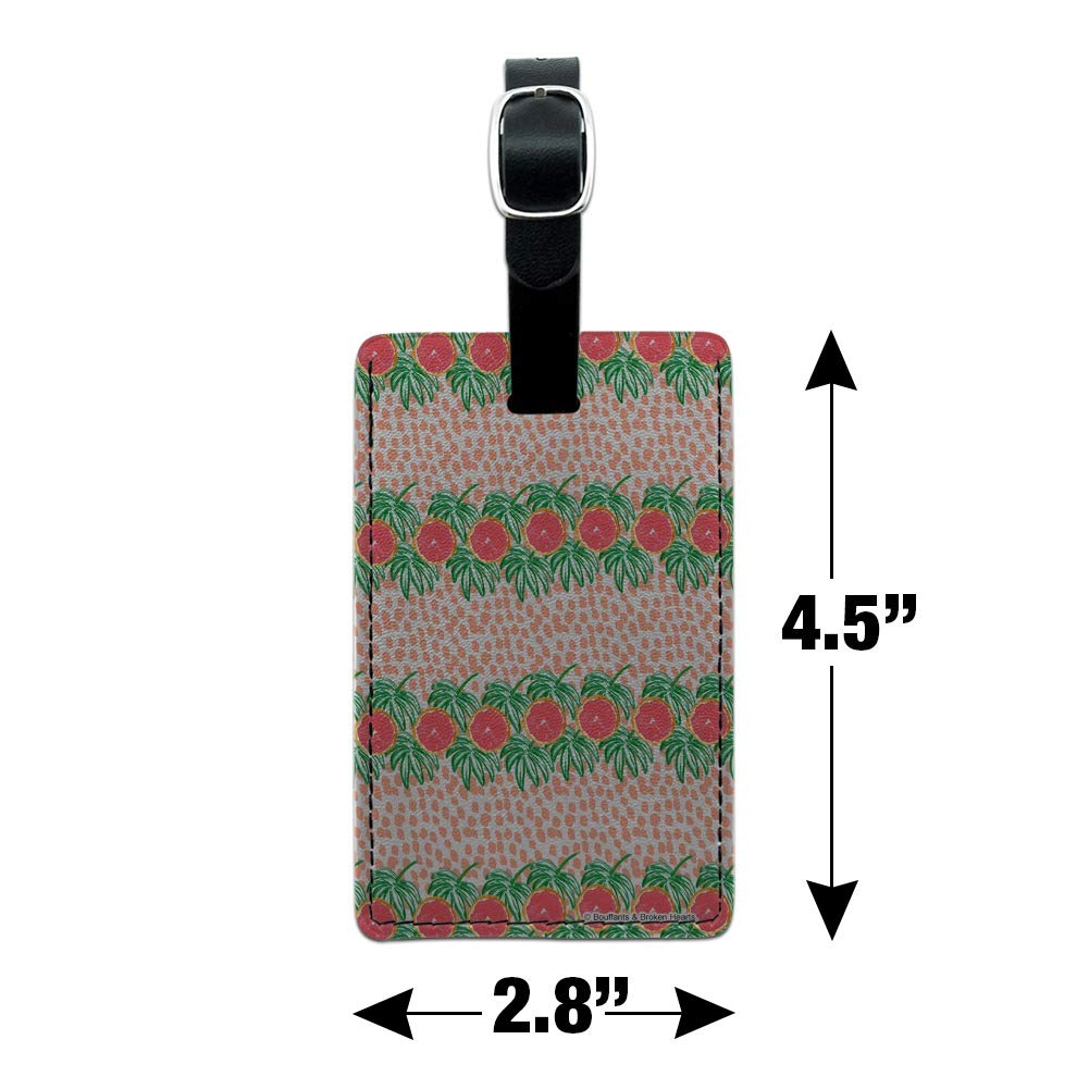 Stylish Grapefruit & Leaves Design Leather Luggage Tag - Rectangle Carry-On ID Tag for Suitcases, Bags & Backpacks | Perfect for Travel, Business Trips & Vacation Identification