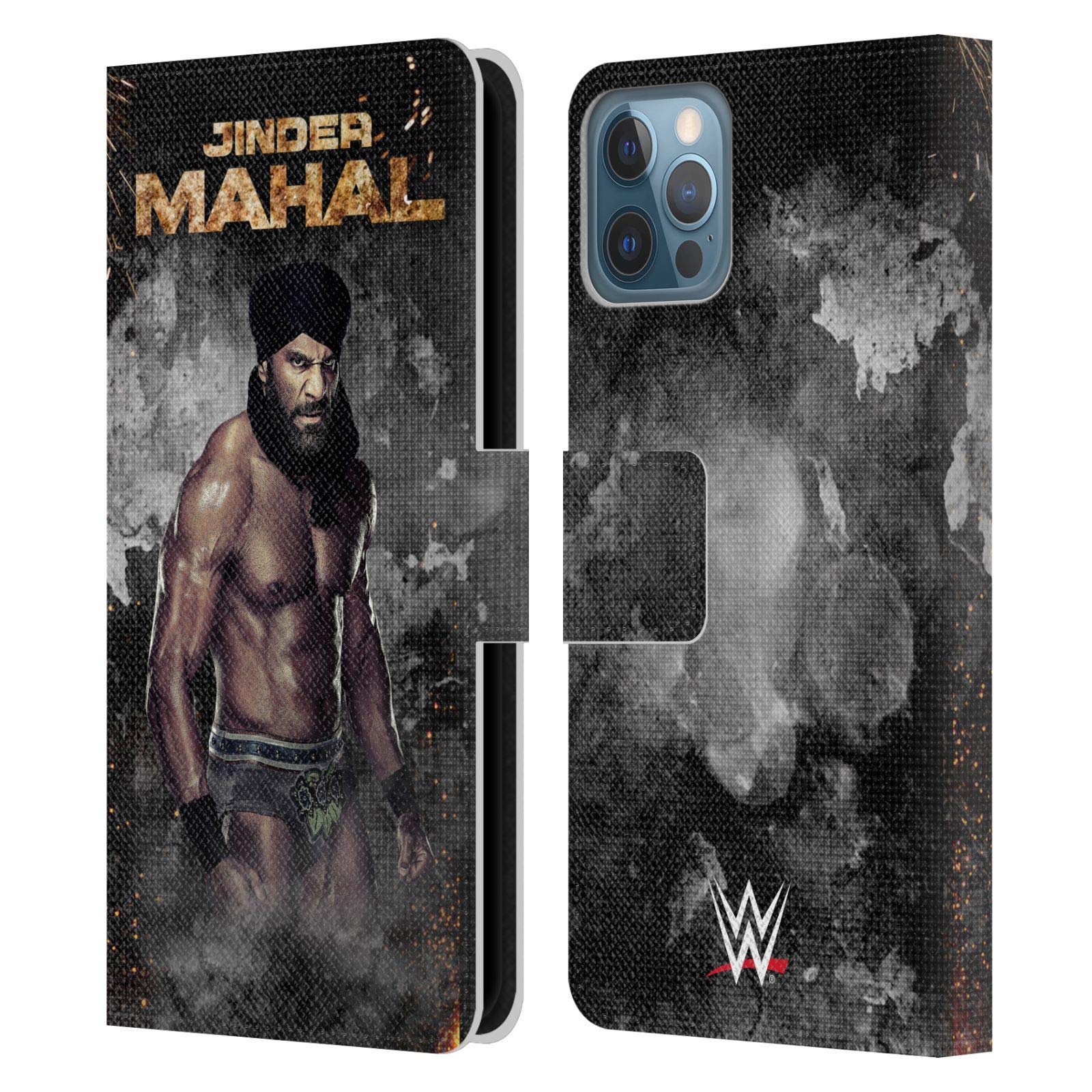 Official WWE Jinder Mahal LED Image Leather Wallet Case for Apple iPhone 12/12 Pro - Stylish Phone Cover with LED Display for Wrestling Fans & Daily Use