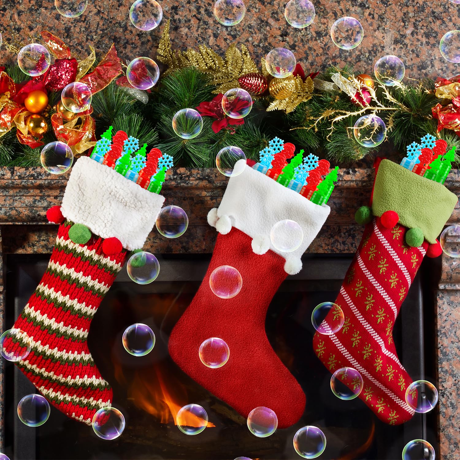 32 Pack Mini Bubbles Wand Toys for Kids - Christmas Party Favors, Stocking Stuffers, Classroom Treats & Goodie Bag Fillers | Fun Toddler Toys for Holiday Celebrations, School Prizes & Gift Exchanges