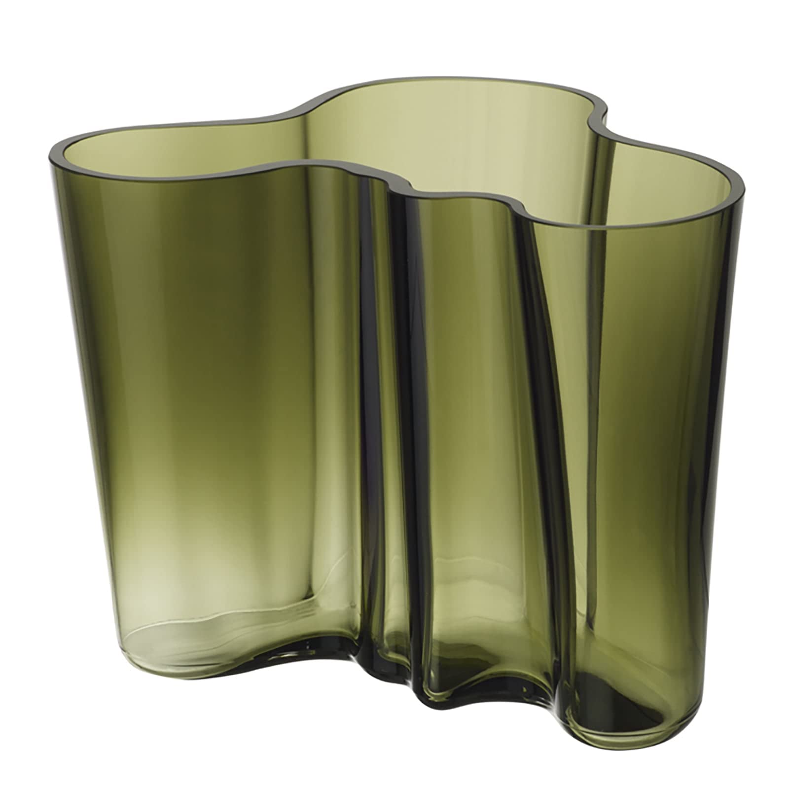 Iittala Alvar Aalto Collection Vase - 160mm Moss Green Glass Vase for Home Decor, Scandinavian Modern Design, Perfect for Flowers & Centerpieces - Living Room, Dining Table, Wedding Decor