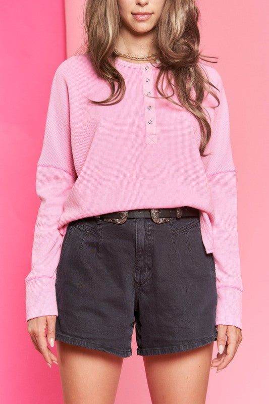 Stylish Button Down Side Slit Pullover Knit Top for Women | Casual & Office Wear | Perfect for Layering & Everyday Outfits