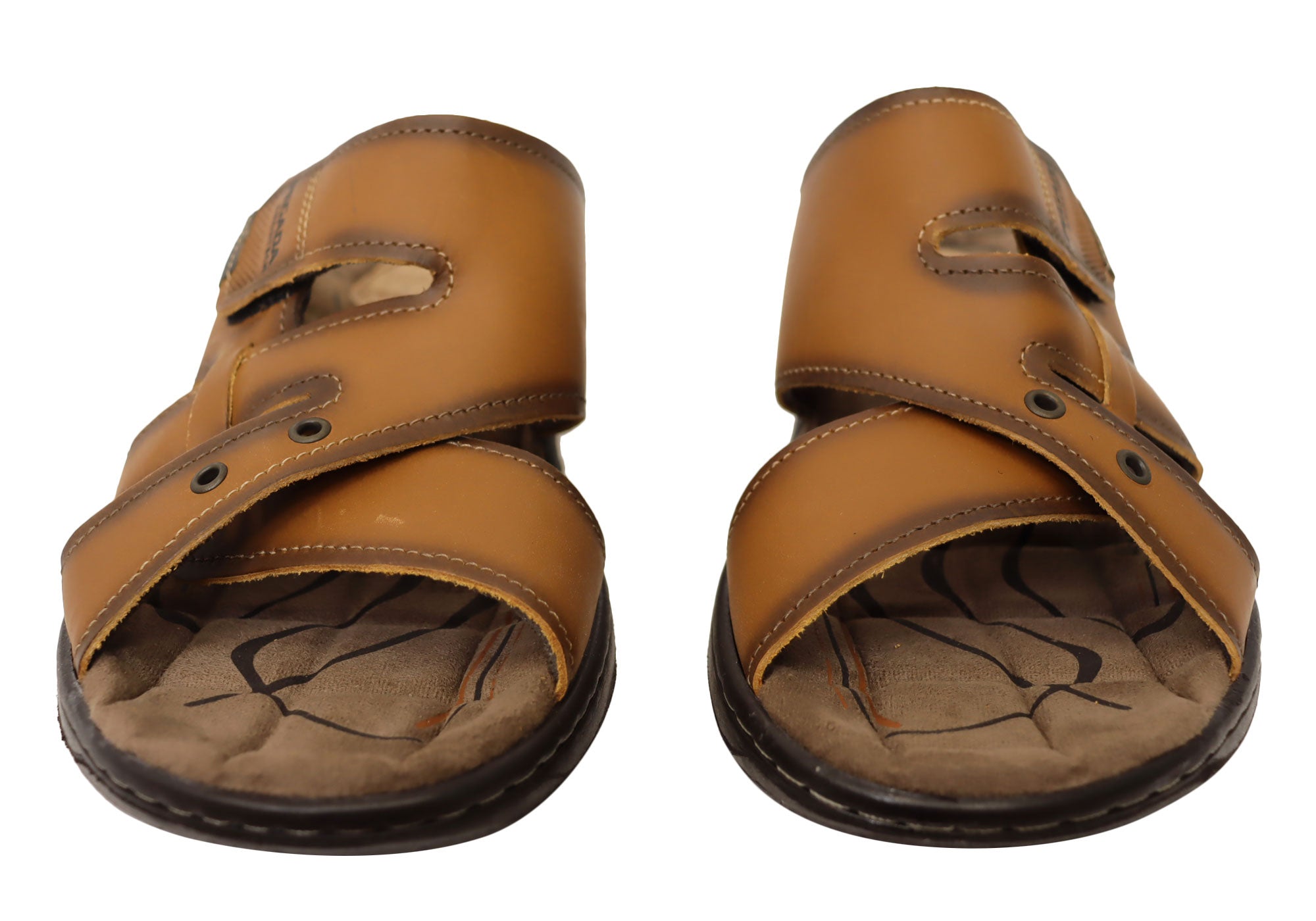 **Pegada Islander Men's Comfortable Leather Slides Sandals - Handmade in Brazil - Perfect for Beach, Pool & Casual Wear**