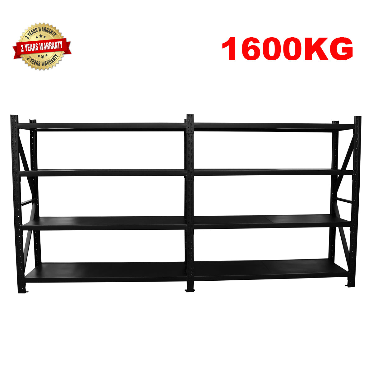 4m x 2m x 0.6m Heavy Duty Industrial Shelving Unit - 1600KG Capacity (Width x Height x Depth) - Warehouse Storage Rack for Garage, Workshop & Retail Organization