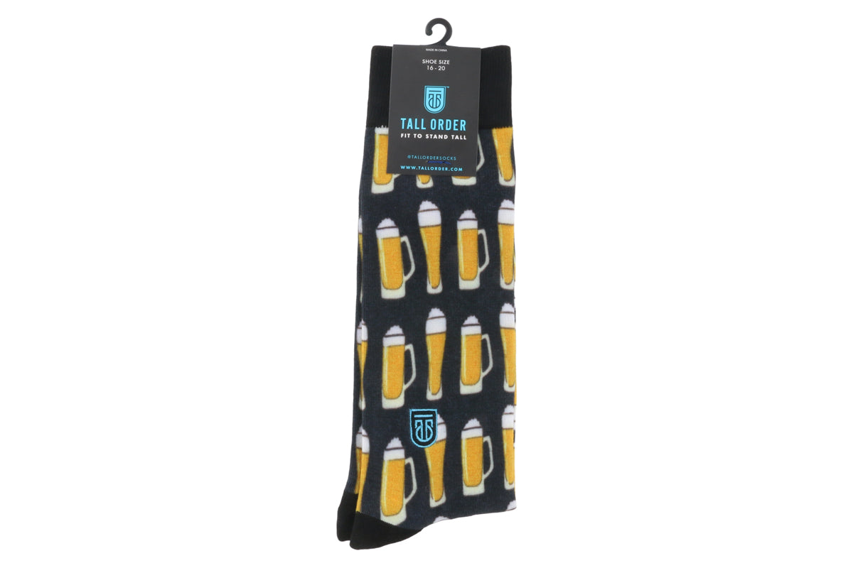 Premium Cushioned Dress Socks for Men - Comfortable Tall Socks with Beer Pattern - Perfect for Office, Casual Wear & Gift Giving
