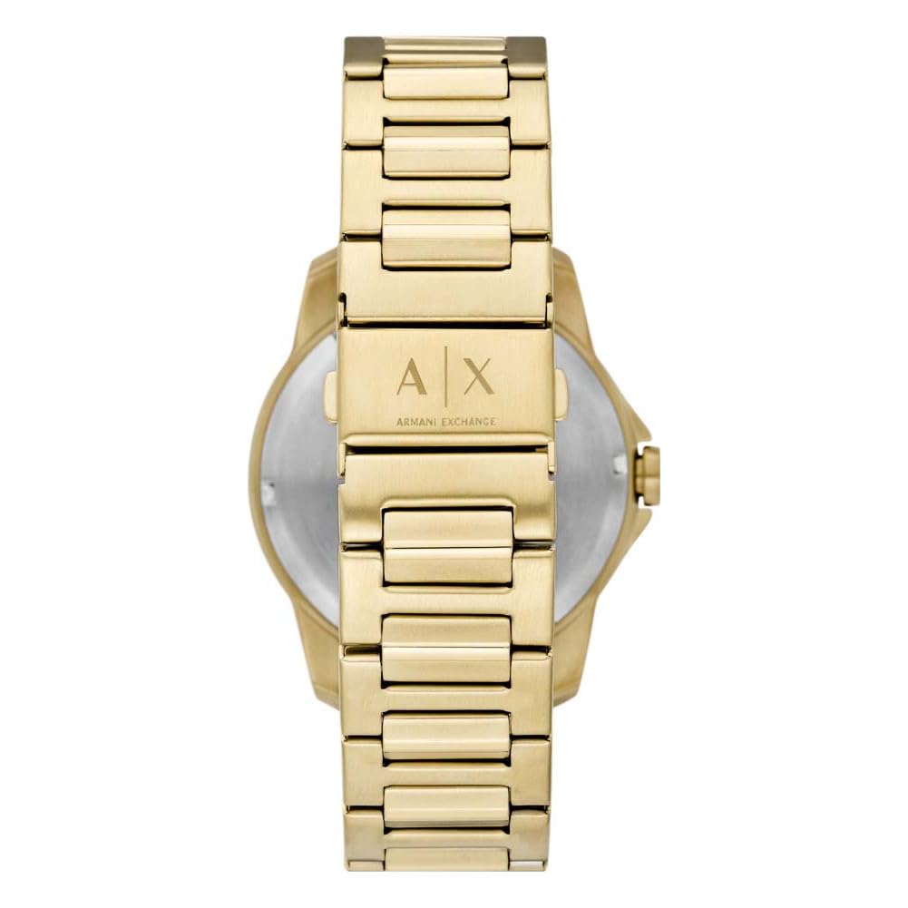 Armani Exchange Men's Watch AX1734 - 44MM Gold Recycled Stainless Steel Case (50% Recycled), Stainless Steel Band, Three-Hand Movement | Perfect for Business, Casual Wear & Gift Giving