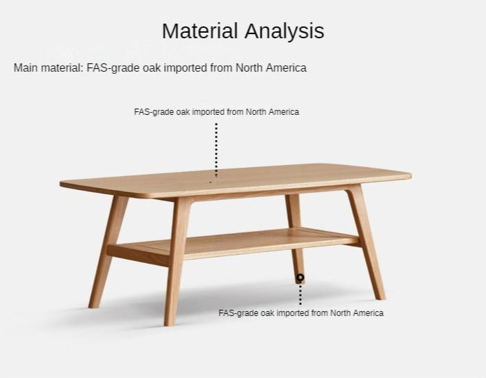 Solid Oak Wood Modern Coffee Table - Stylish & Durable Living Room Furniture for Home Decor