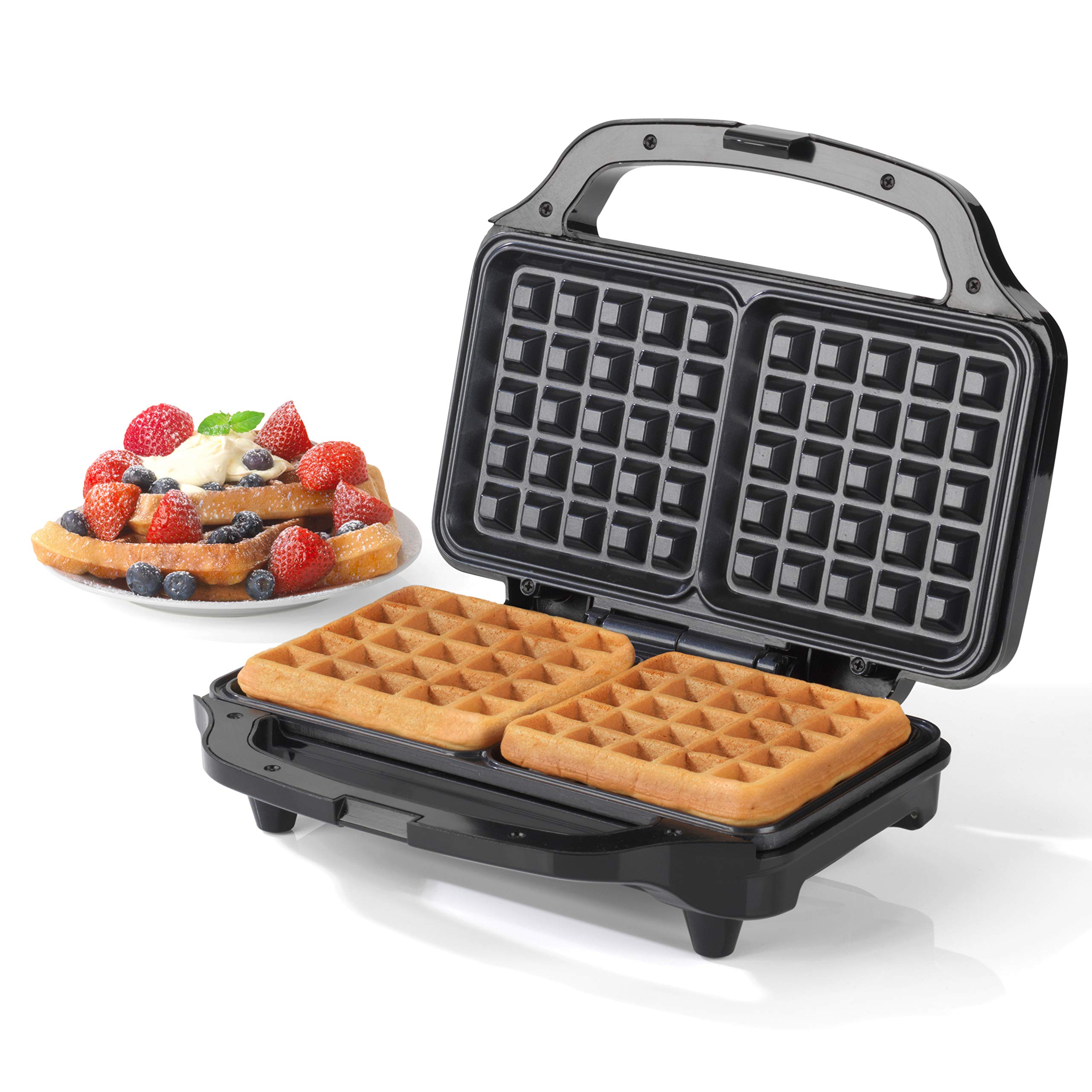 Salter EK2249N Deep Fill Waffle Maker with Non-Stick Plates - 900W Silver Electric Waffle Iron for Belgian Waffles, Breakfast & Brunch at Home