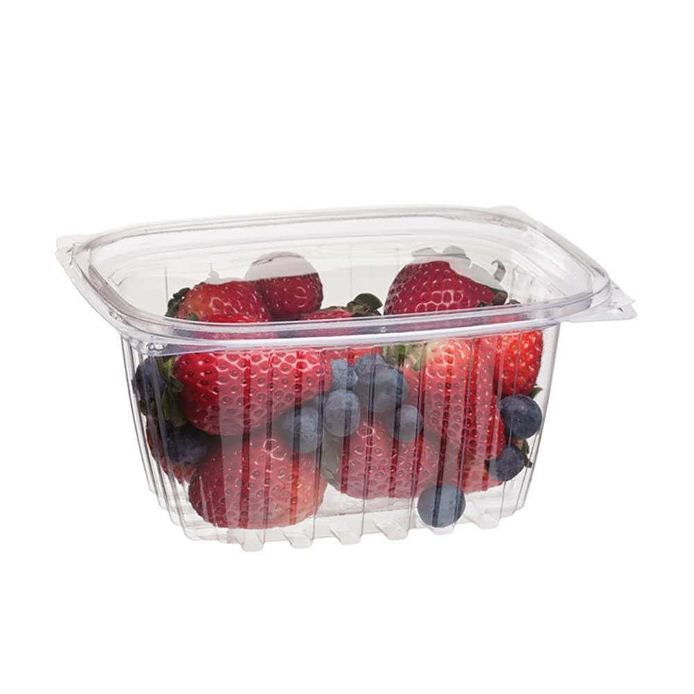 ECO-Friendly 16oz Clear Rectangular Compostable Deli Containers with Lids (Case of 300) - PLA Plant-Based Biodegradable Food Storage for Meal Prep, Takeout & Leftovers | Perfect for Restaurants, Catering & Home Use