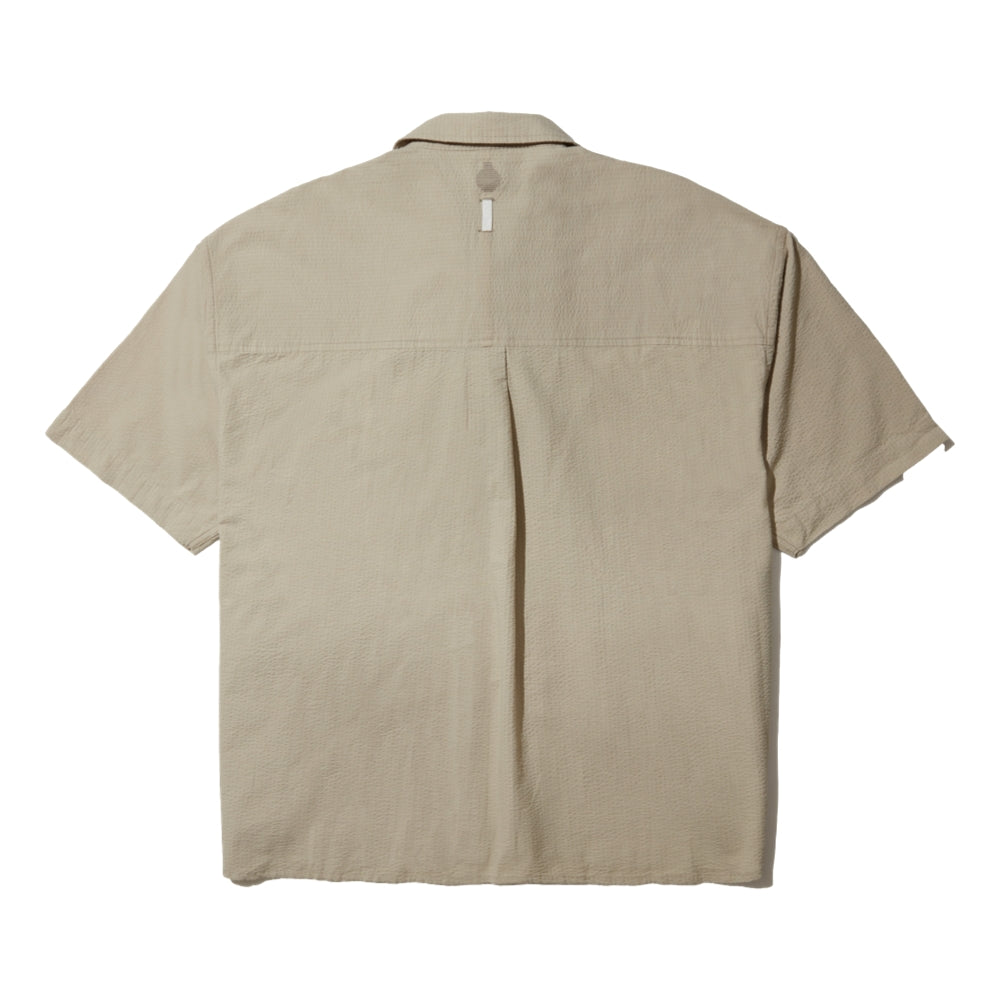 Open Dialogue Short Sleeve Shirt in Khaki - Casual Button Down Shirt for Men, Perfect for Office, Travel & Outdoor Activities
