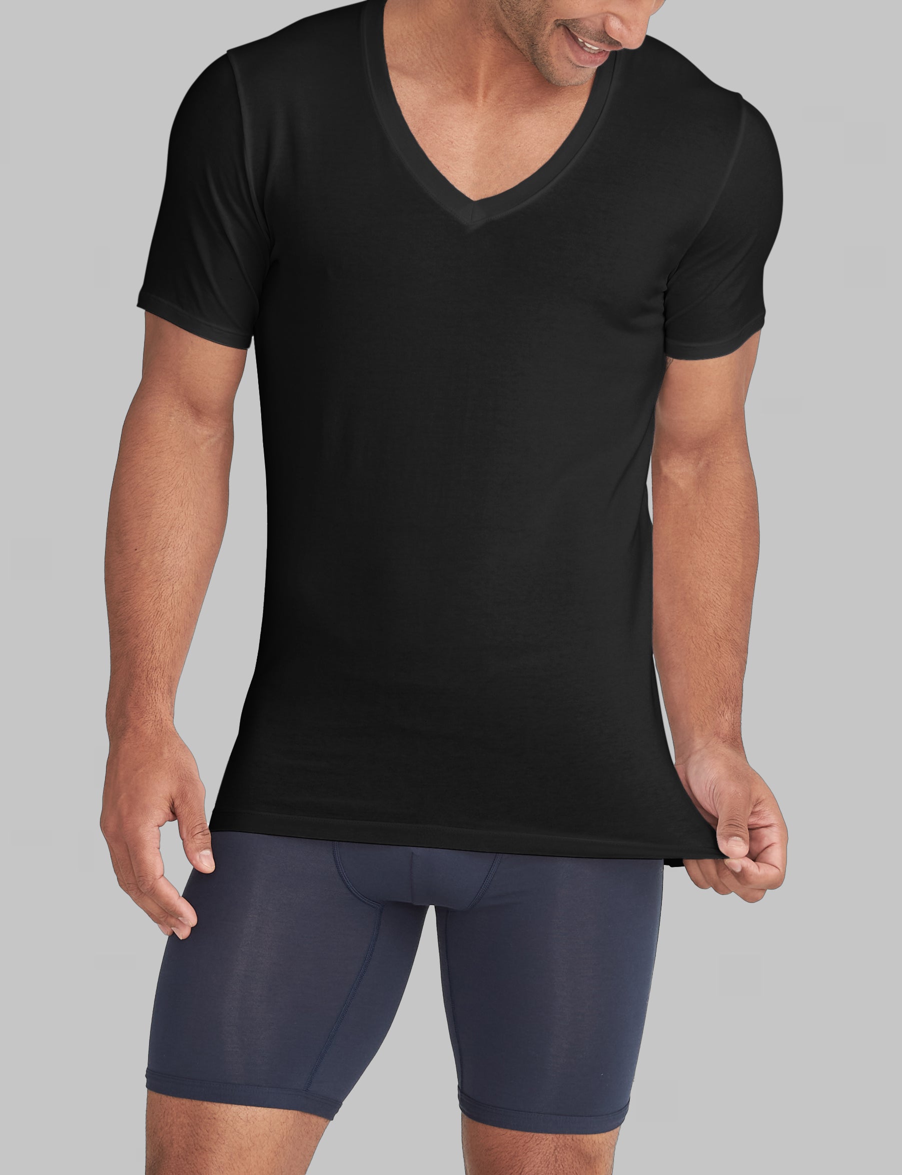 Cool Cotton Deep V Neck Stay Tucked Undershirt (6 Pack) - Breathable Comfort for Everyday Wear, Work & Layering