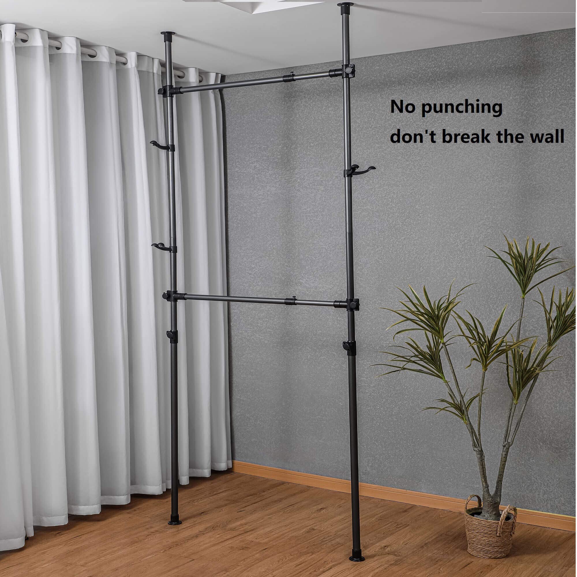 2-Tier Adjustable Clothing Rack - Freestanding Garment Closet Organizer with Telescopic Double Rod (47
