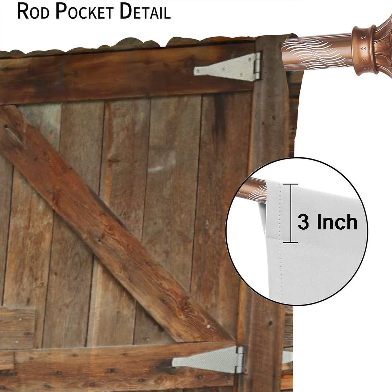 Rustic Barn Door Curtains - Farmhouse Style Rod Pocket Window Drapes 84x84 Inch, Blackout Curtains for Living Room & Bedroom (Boys' Room Decor) - Perfect for Home, Apartment, and Dorm Room Privacy