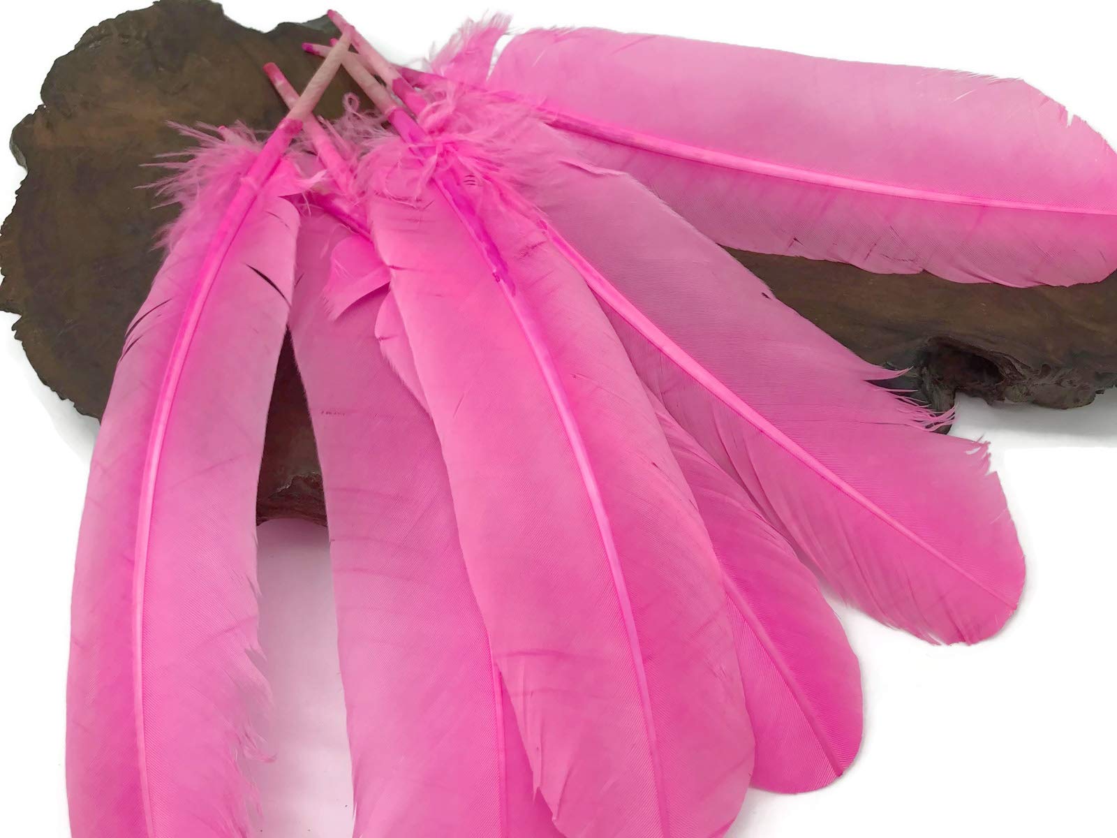 1 Lb. Pink Turkey Tom Rounds Secondary Wing Quill Feathers - Bulk Wholesale Craft Supplies for Halloween Decorations, Costume Accessories & DIY Projects | Moonlight Feather