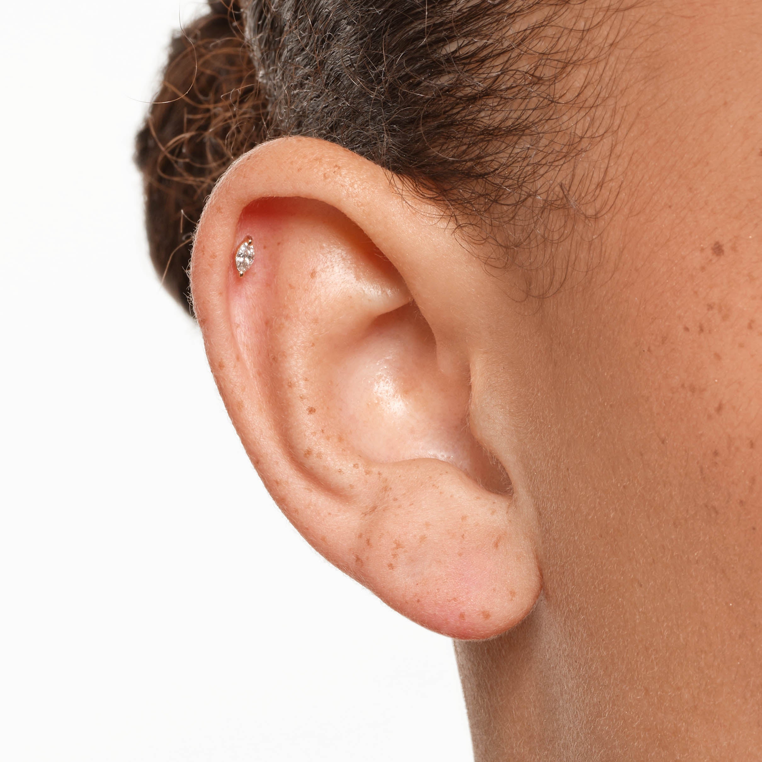 10k Gold Marquise Helix Single Stud Earrings with Lab-Grown Diamonds - Perfect for Everyday Wear, Date Nights & Special Occasions