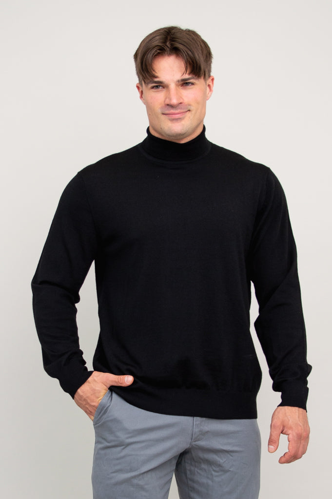 Premium Eric Sweater for Men - 100% Merino Wool, Soft & Warm Winter Pullover (Black) - Perfect for Office, Travel & Casual Outfits