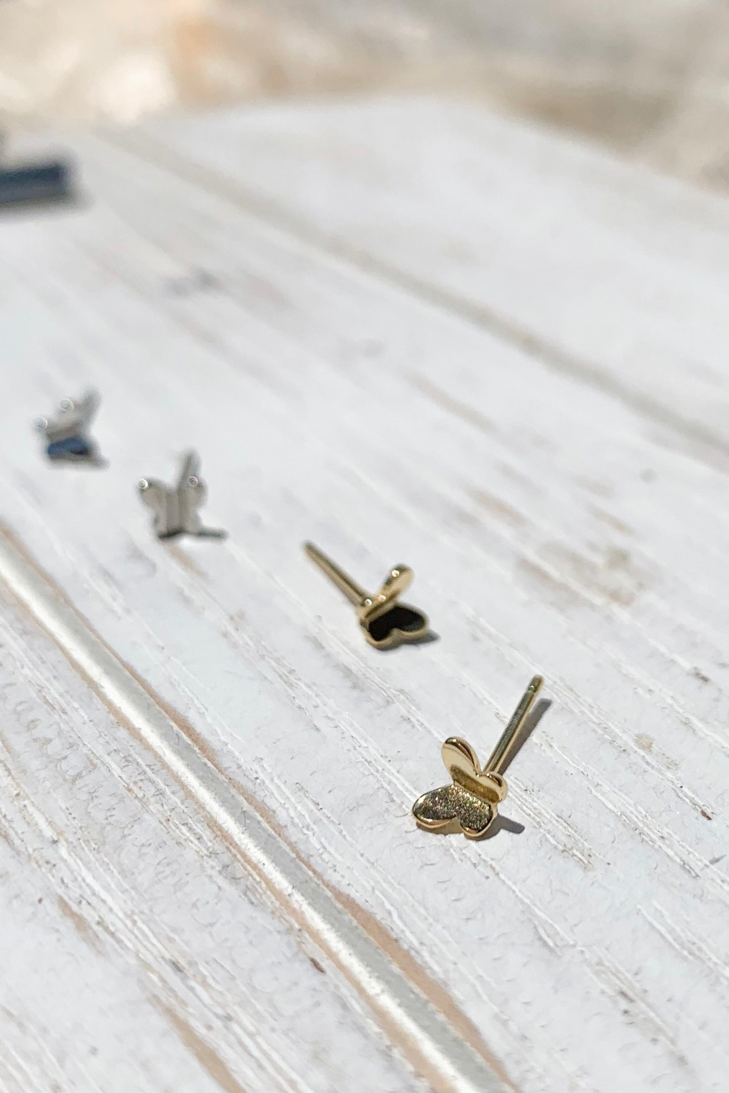 14K Gold Plated Silver Butterfly Tiny Earrings for Women - Dainty Stud Earrings for Bridal Party Gifts, Wedding, Anniversary & Everyday Wear