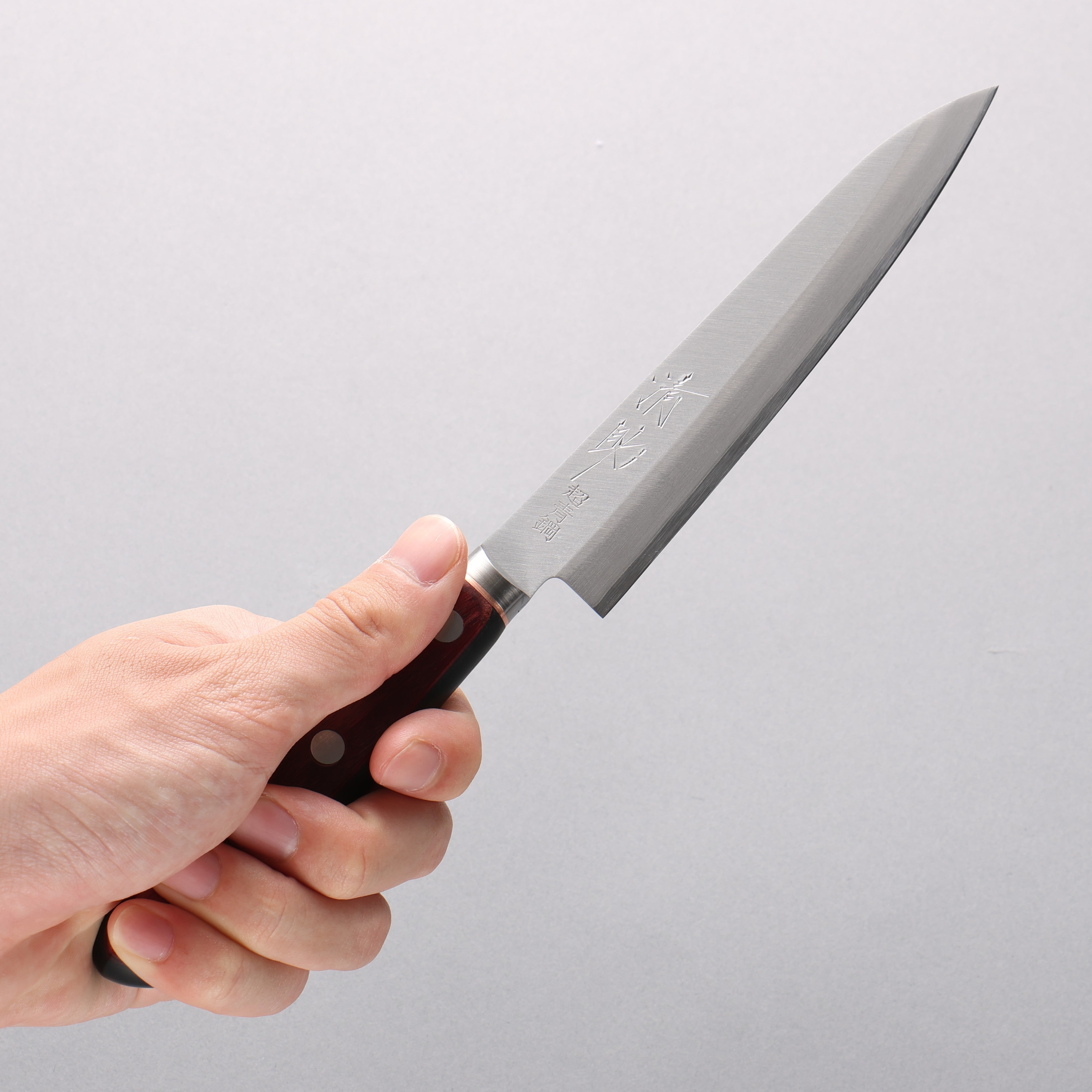 Seisuke Blue Super Migaki Finished Petty Utility Knife 145mm - Red & Black Pakkawood Handle - Perfect for Sushi, Vegetables & Precision Kitchen Tasks