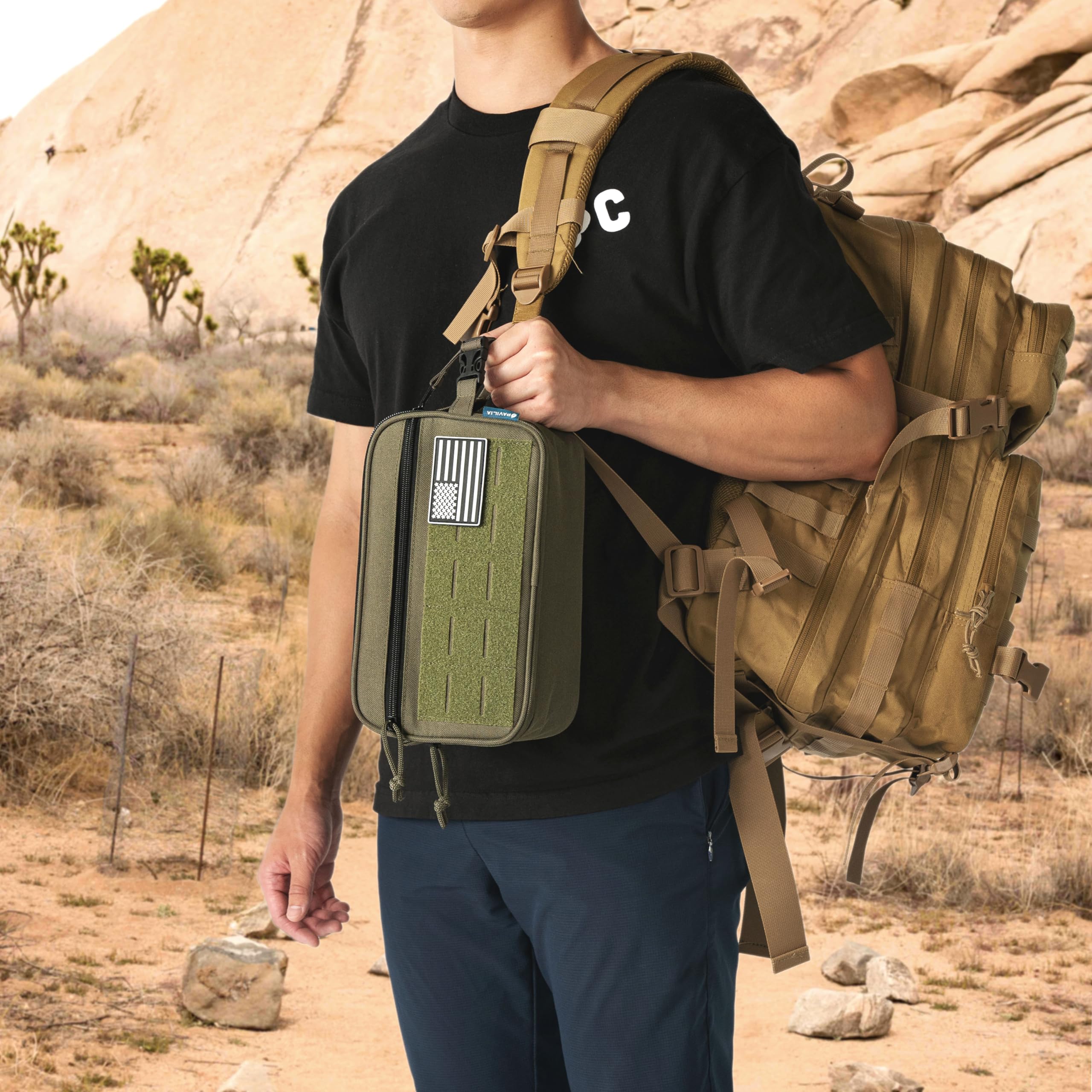 Tactical Toiletry Bag for Men - Waterproof Military Dopp Kit with Molle Pouch | Travel Shaving Grooming Essentials Organizer | Perfect for Camping, Gym & Business Trips (Olive Green)