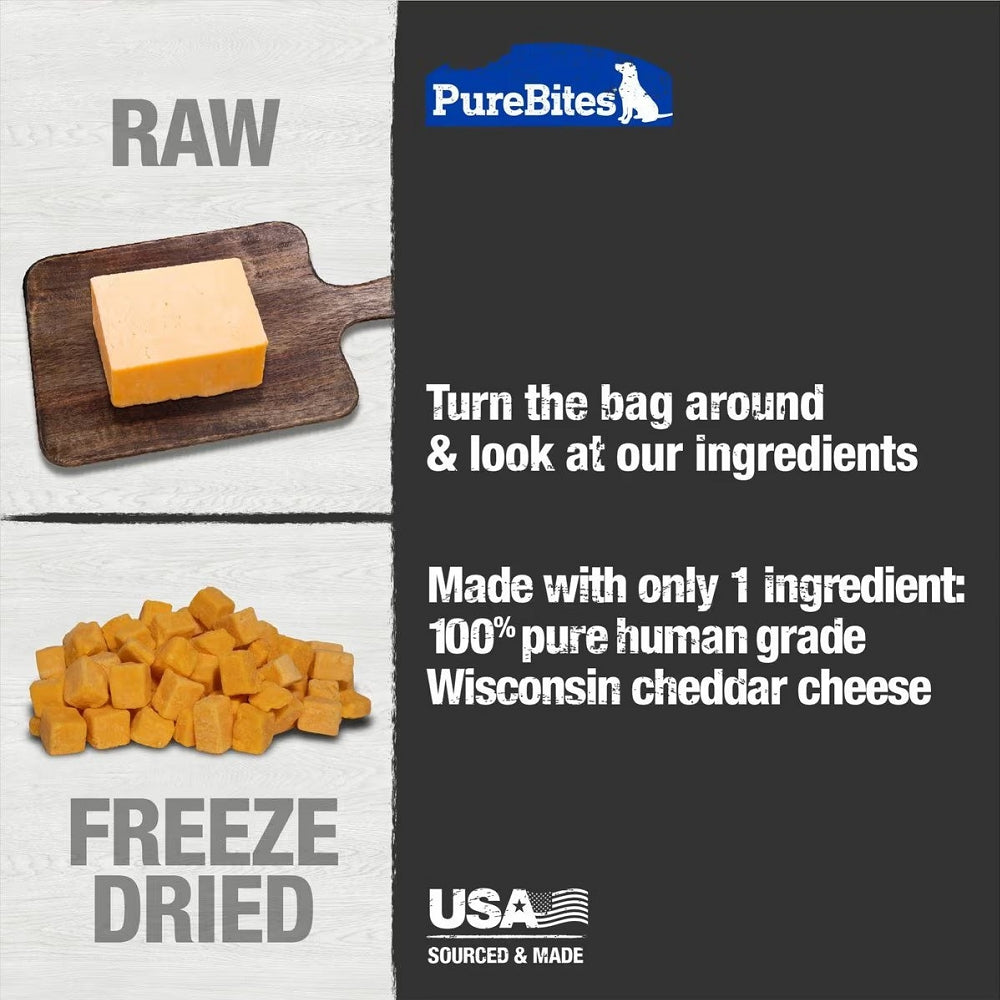 Freeze Dried Cheddar Cheese Dog Treats - All Natural, High Protein Training Snacks for Small & Large Dogs - Perfect for Training, Rewards & Travel