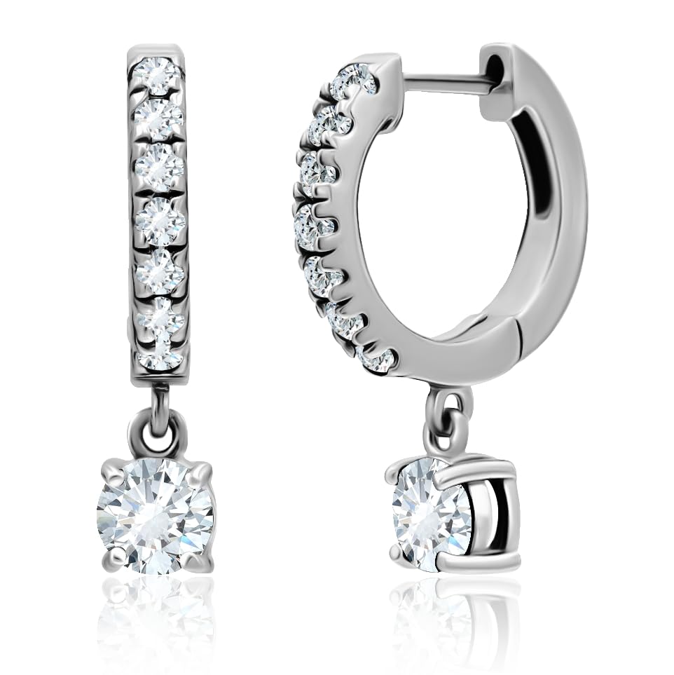 Premium 925 Sterling Silver Huggie Hoop Earrings with Birthstone & White CZ – 15mm Mini Hoop Earrings for Women – Lightweight & Comfortable Dangle Earrings – Perfect for Everyday Wear, Gifts & Special Occasions